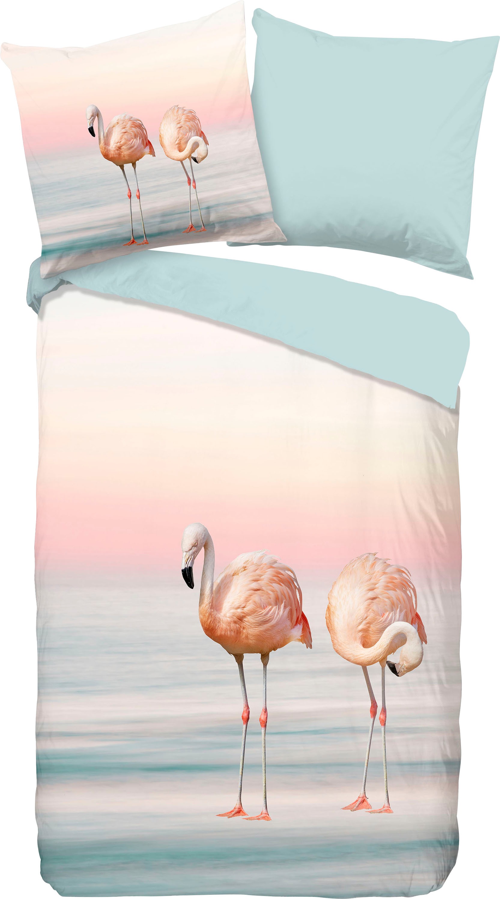 Wendebettwäsche »Lounge«, (2 tlg.), mit Flamingos