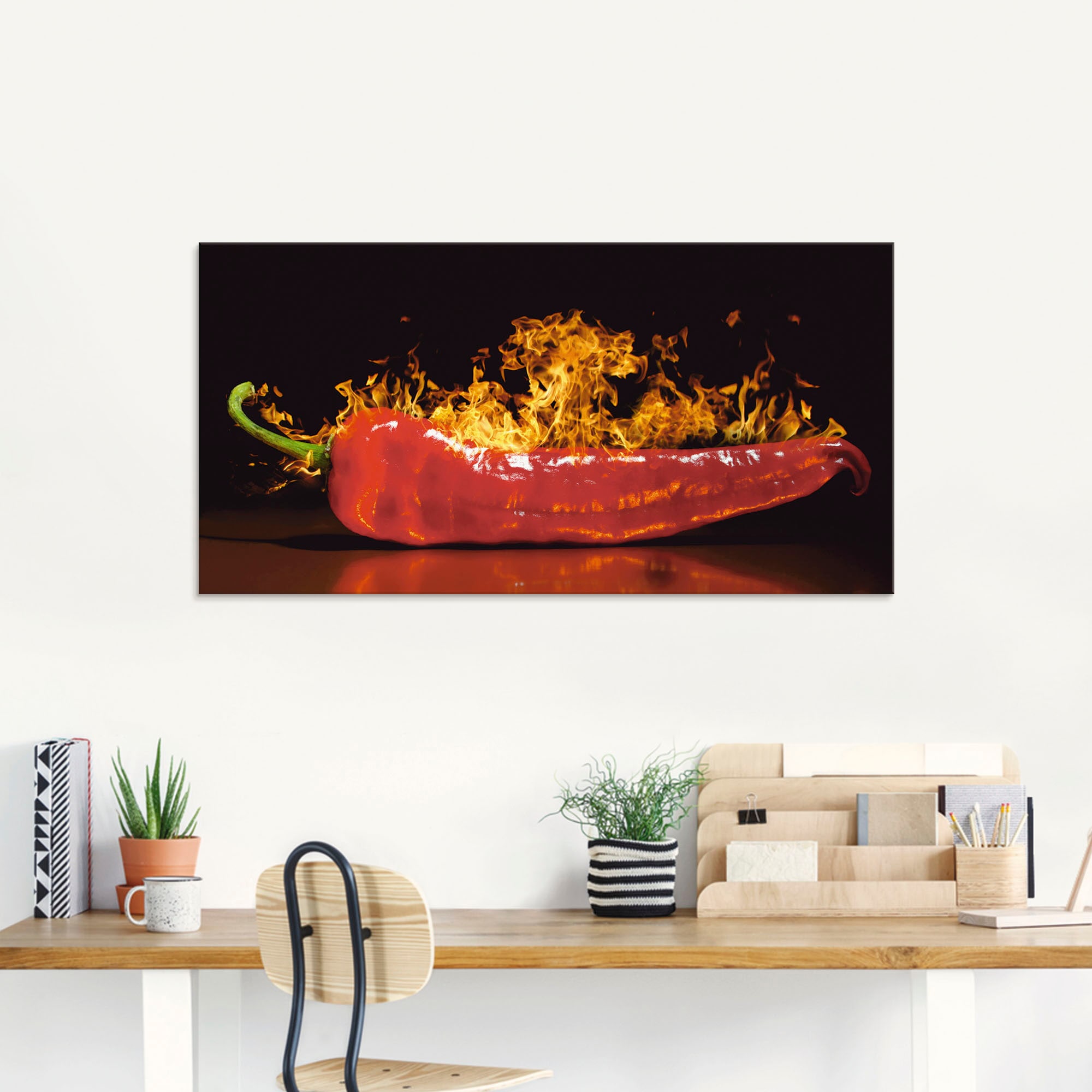 Image of Artland Glasbild "Roter scharfer Chilipfeffer" Lebensmittel 1 Stk. tlg. in verschiedenen Grössen
