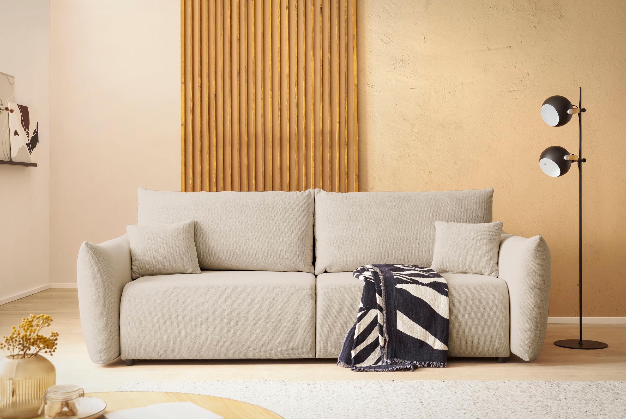 Home affaire 3-Sitzer »MAVAS Schlafsofa mit Bettkasten« ca.240/108cm (Liegefläche 212/145 cm), Cord, Chenille, Struktur