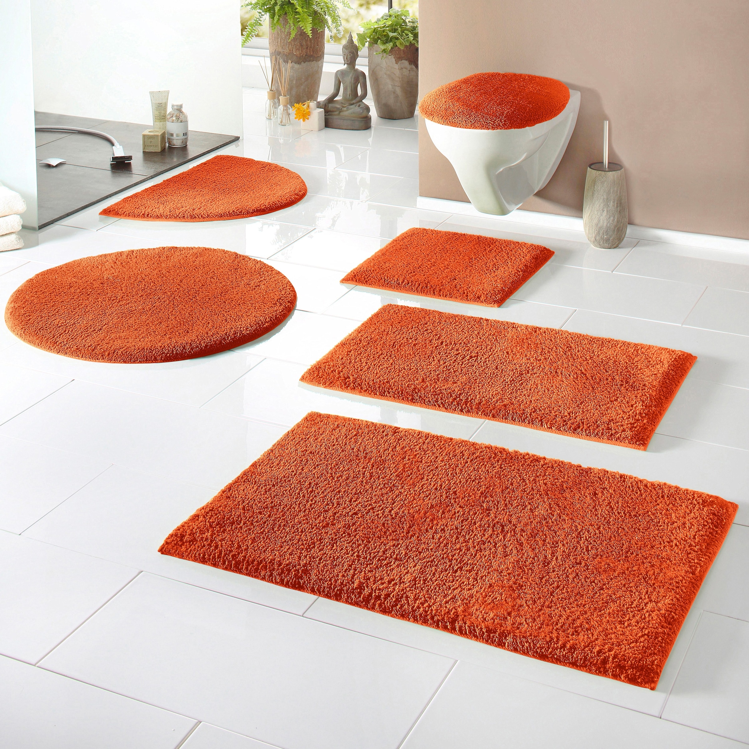 my home Badematte »Maren, Badvorleger, Badezimmer Teppich«, rutschhemmend beschichtet, fussbodenheizungsgeeignet, Bio-Baumwolle, Badteppich, Badematten auch als 3 teiliges Set