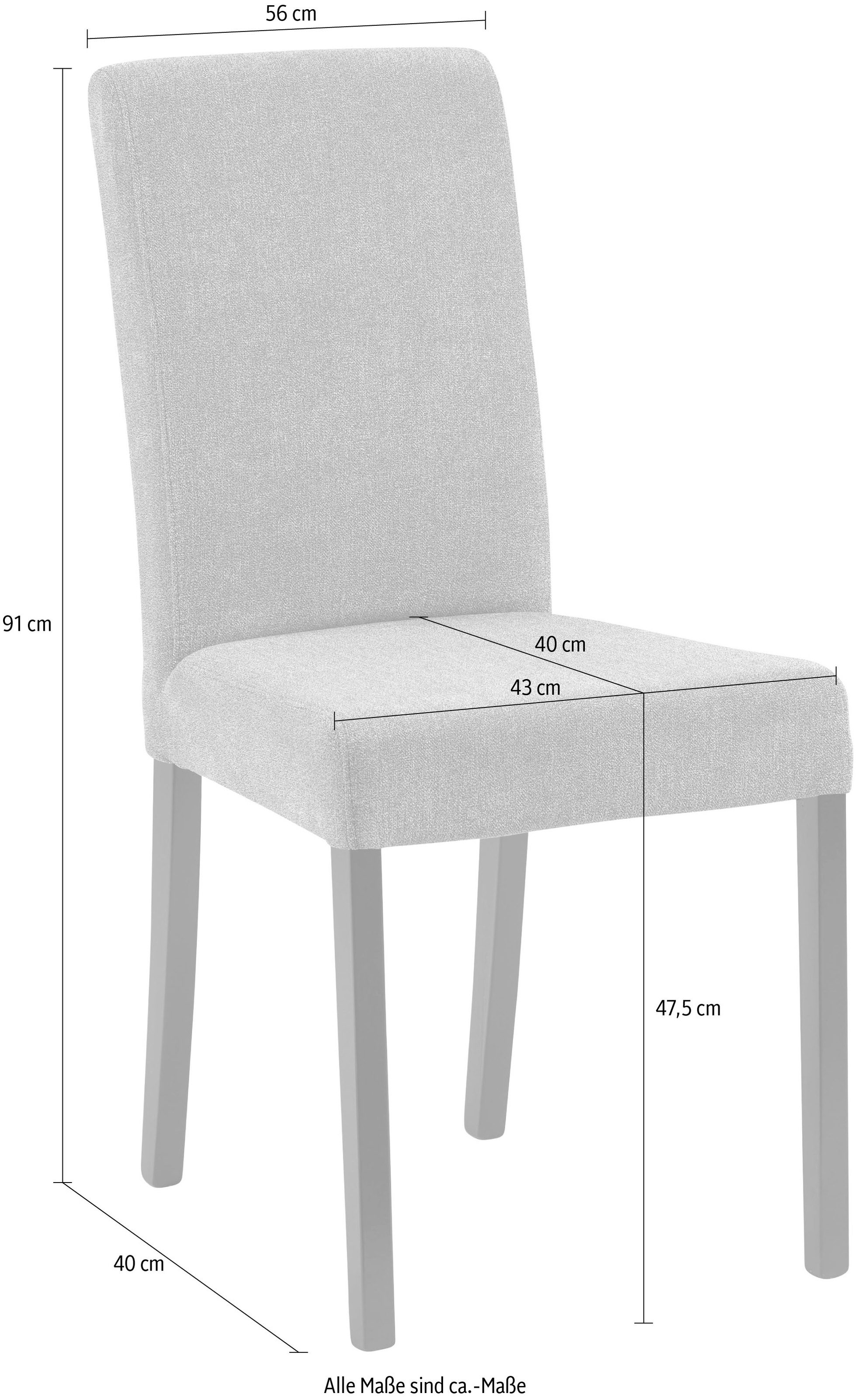massivline&more Chaise à 4 pieds »Martina 100« (Ensemble) 2 cuisstructure en bois massif de hêtre laqué noir mat