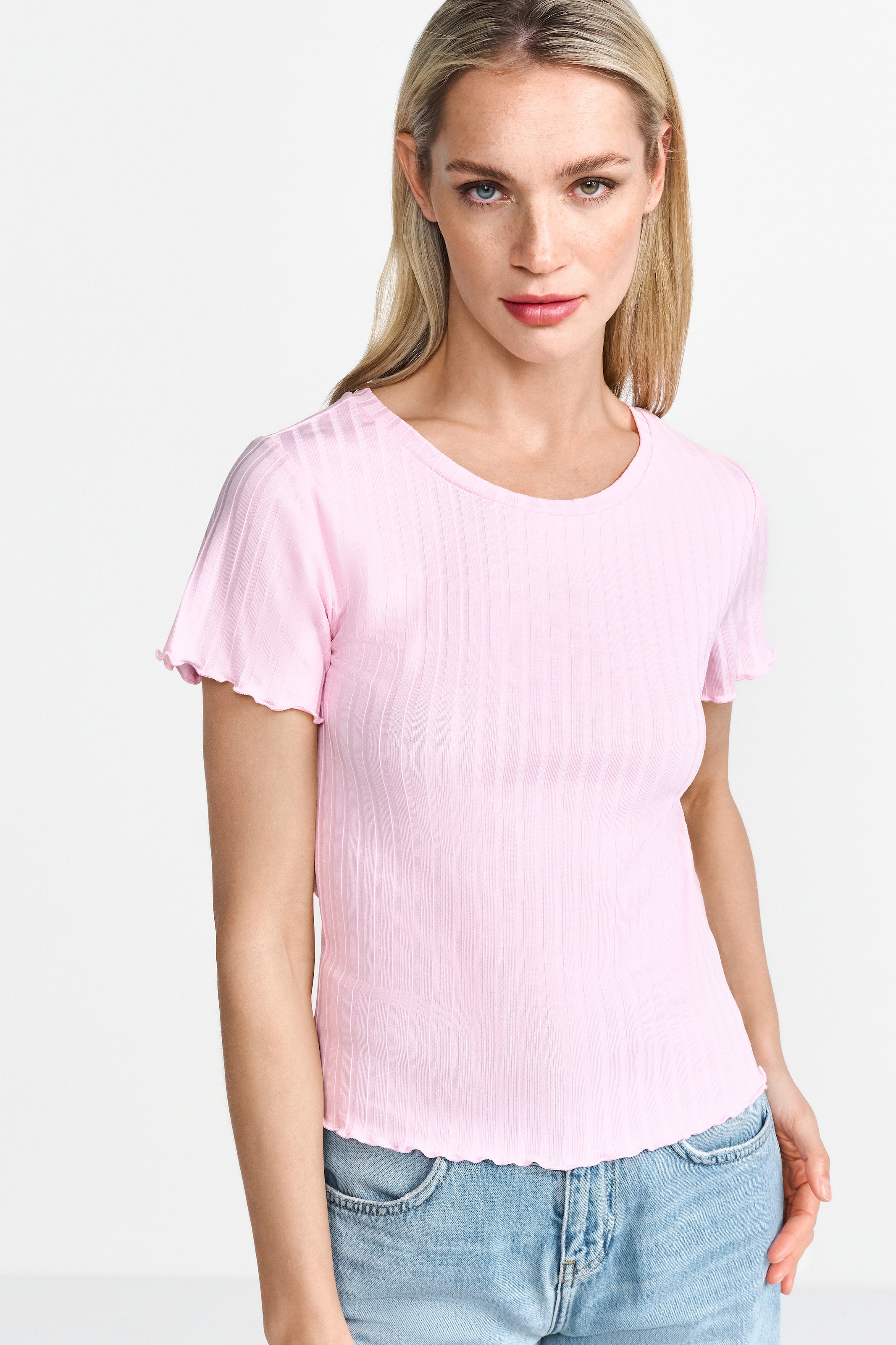 RICHROYAL Kurzarmshirt Mit gewelltem Saum an Rumpf und Ärmeln