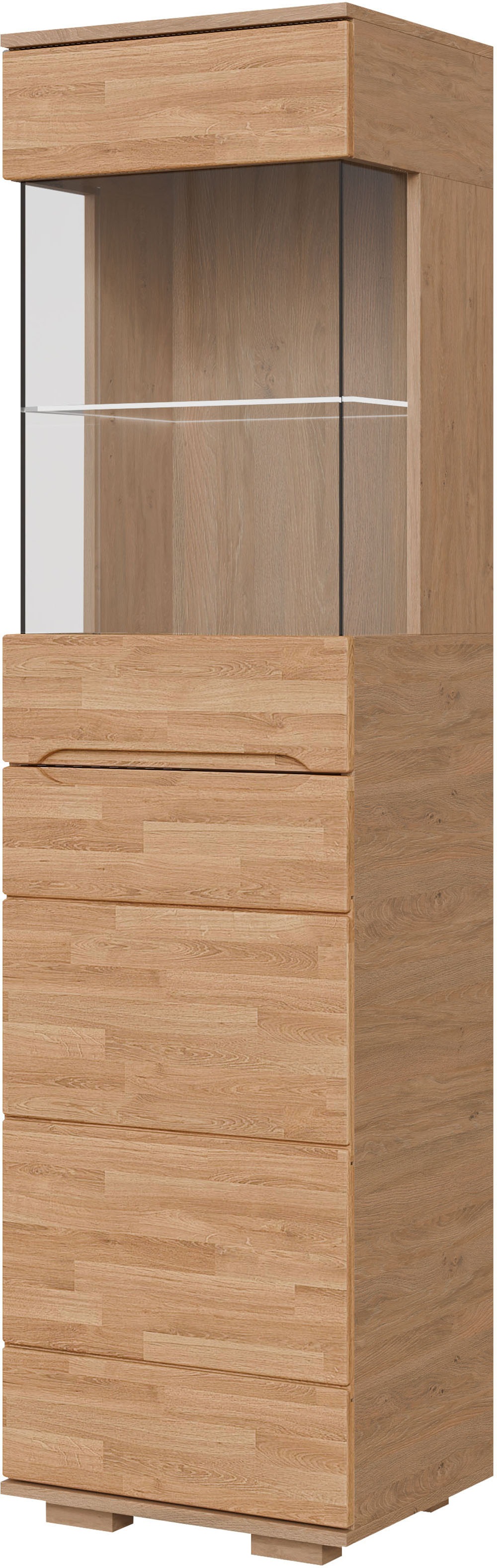 Image of GOODproduct Vitrine "VETRO: Fronten aus Massivholz, Korpus aus Melamin, 1Glastür" Eiche B/T/H:50/40/190cm,3Variable einlegeboden,Türanschlag L/R,5Fächer