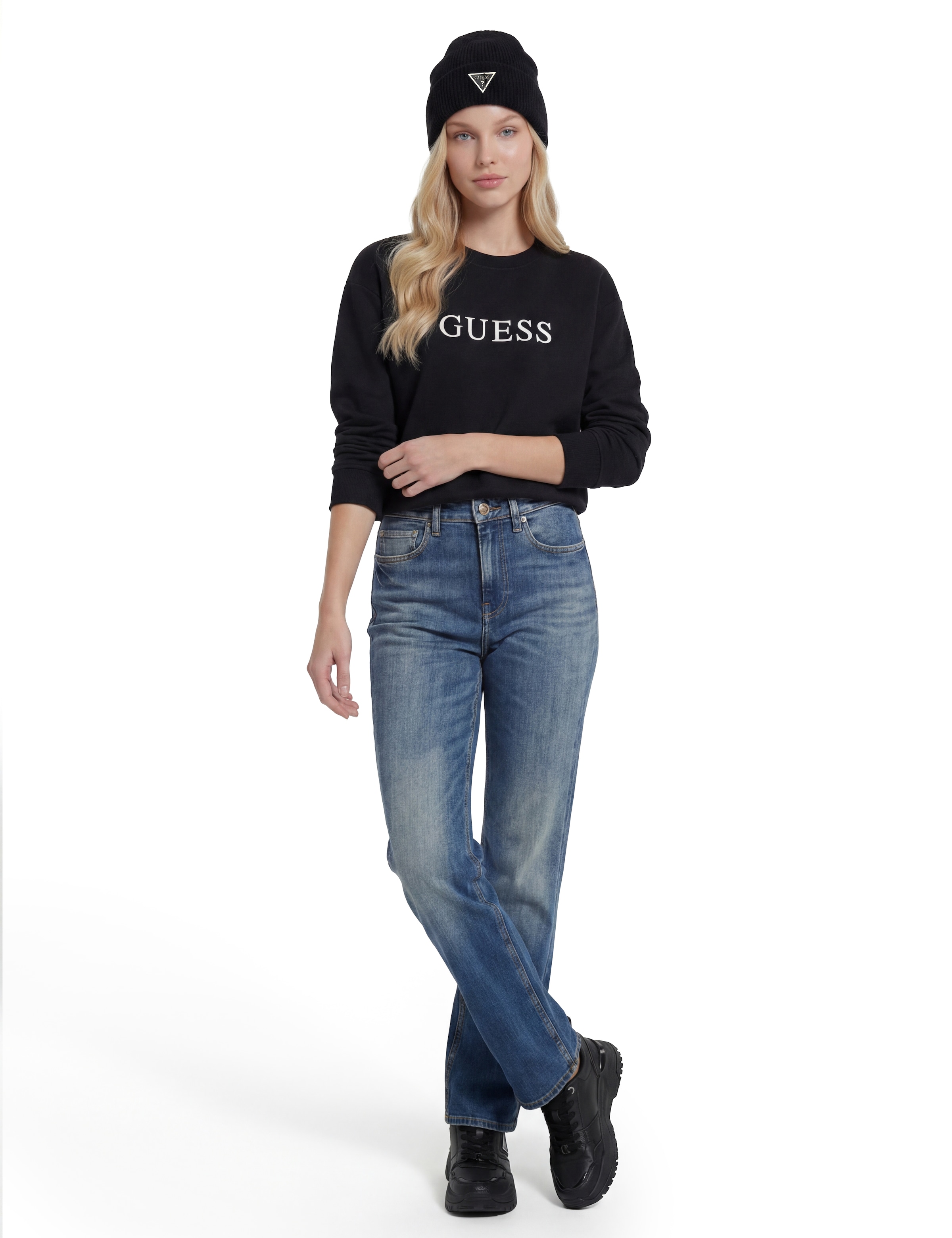 Guess Sweatshirt »SOFIA ROUND NECK«, mit gesticktem Logoschriftzug, Baumwollmix
