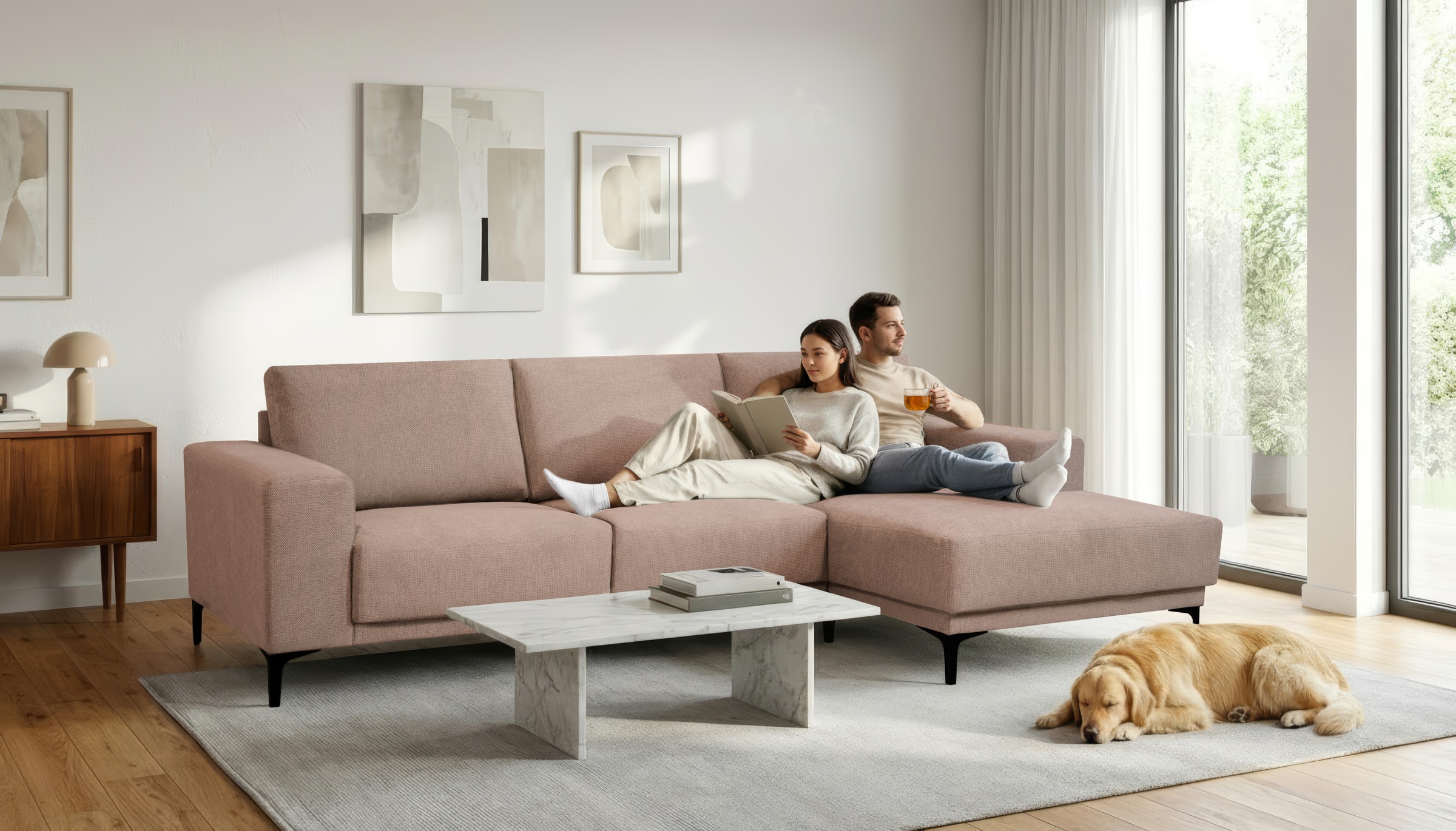 Image of GOODproduct Ecksofa "Xander, L-Form" Breite 280 cm, Soft-Touch Chenille, schwarze Metallfüsse