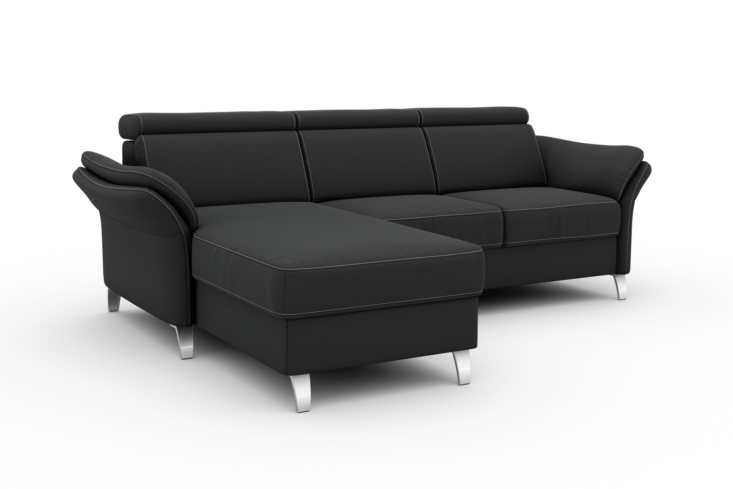 sit&more Ecksofa »Vincenzo L-Form«, inklusive Kopfteilverstellung, wahlweise mit Bettfunktion, Bettkasten