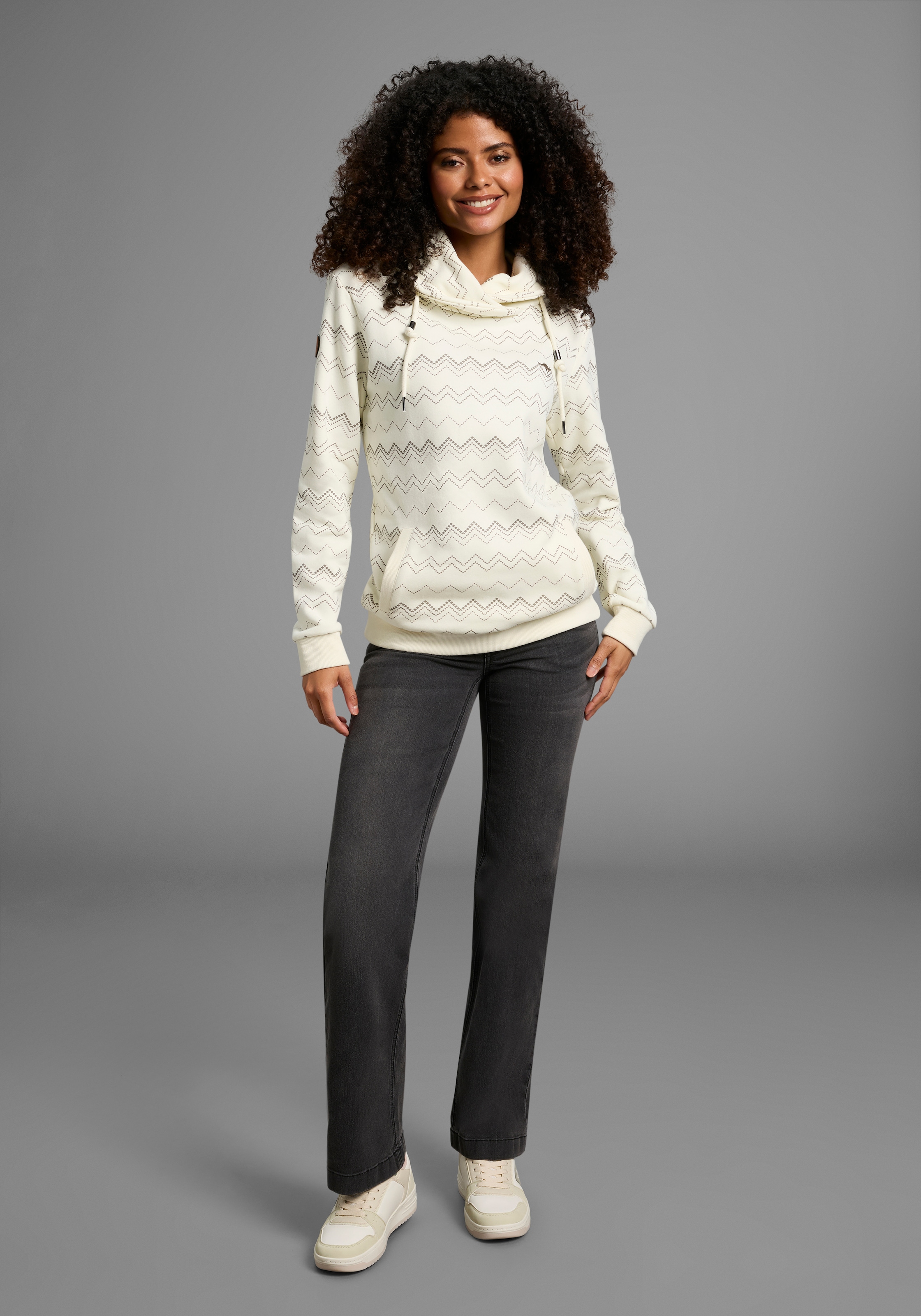 KangaROOS Sweatshirt mit hohem kuscheligen Kragen und Alloverdruck