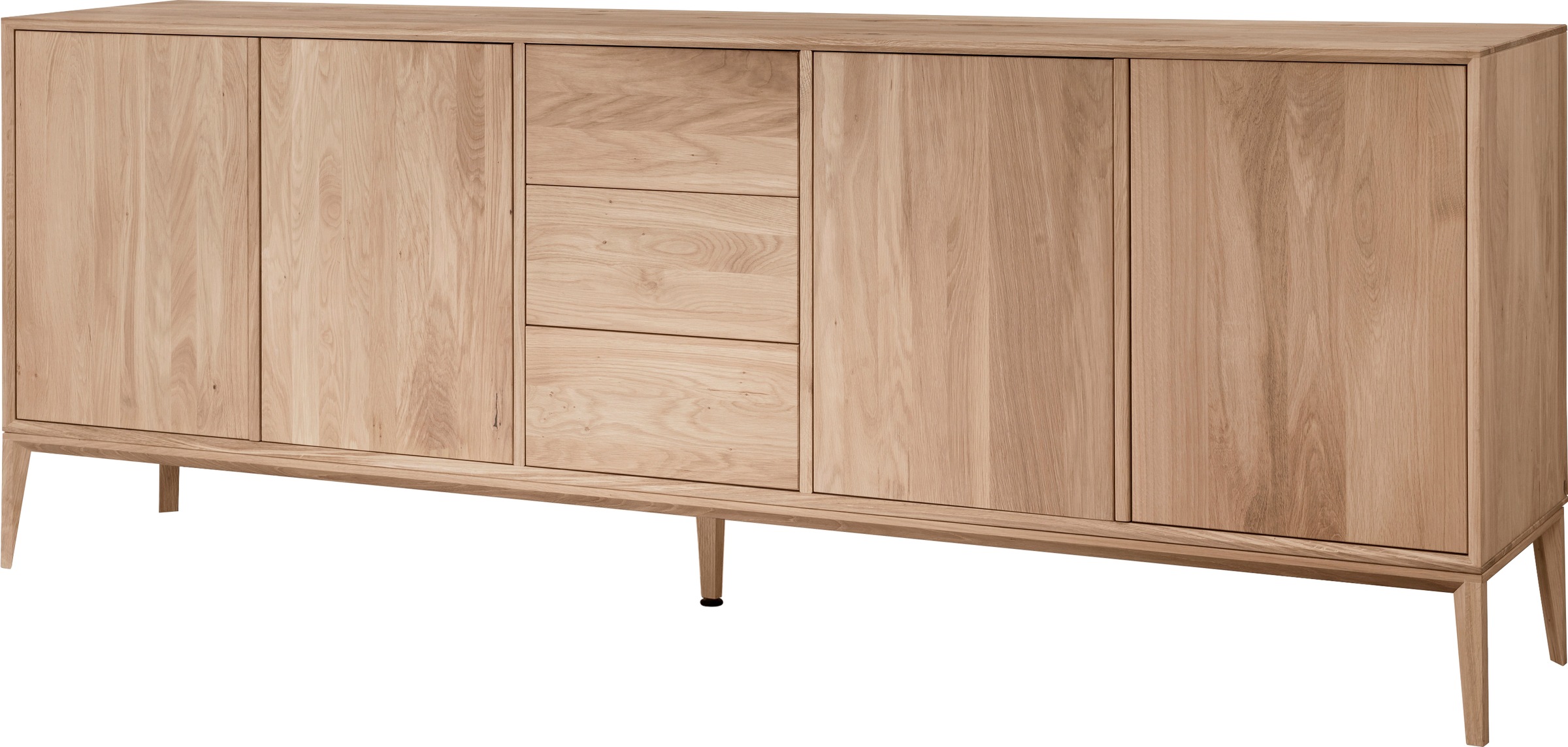 Image of Home affaire Sideboard "Koda, Anrichte mit 2 Schränken & 3 Schubladen, Push-to-Open-Funktion" Massives Eichenholz, verstellbare Einlegeböden, Minimalistischer Stil
