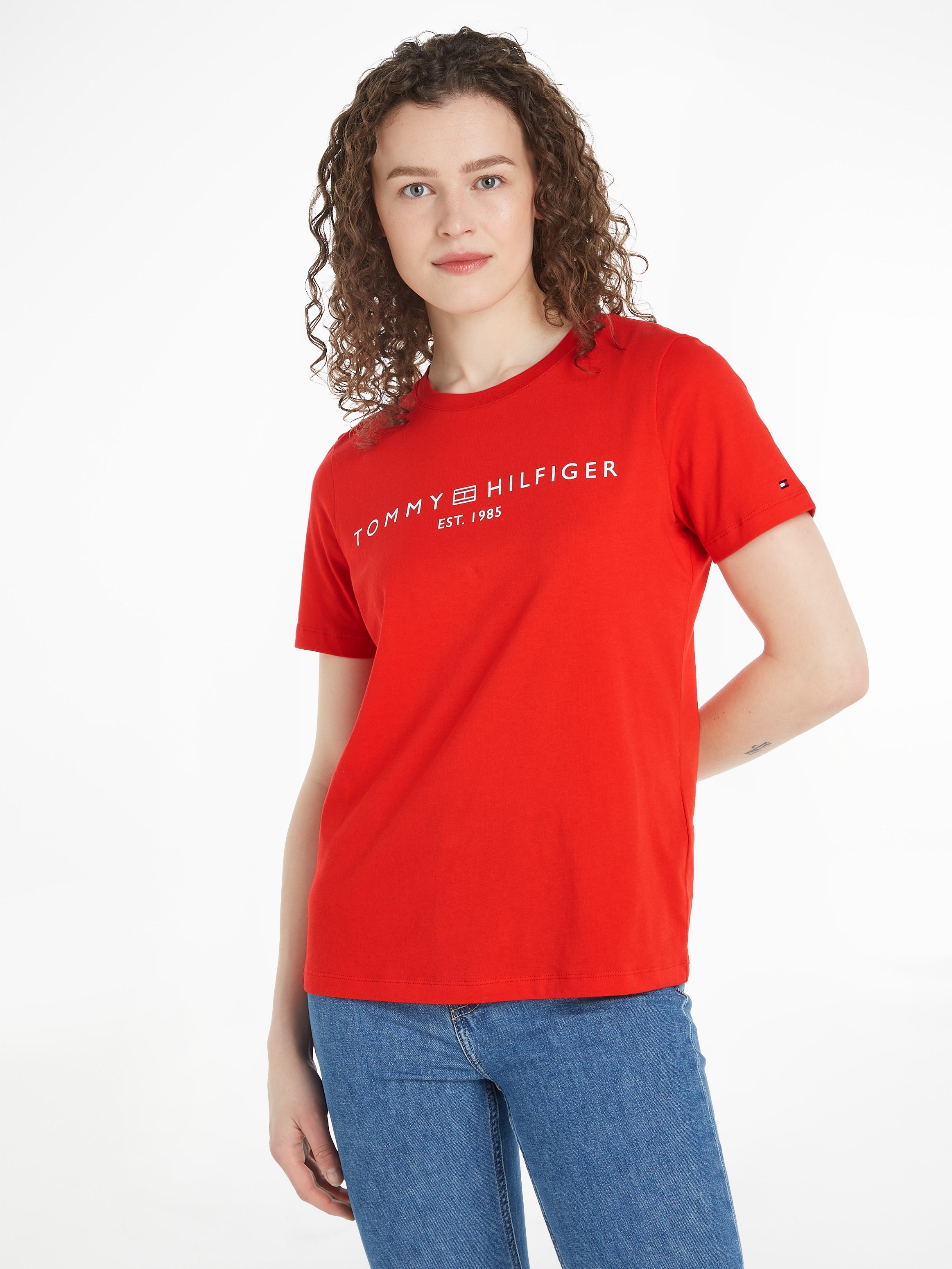 T-Shirt »REG CORP LOGO C-NK SS«, mit Tommy Hilfiger Logoschriftzug, Rundhals