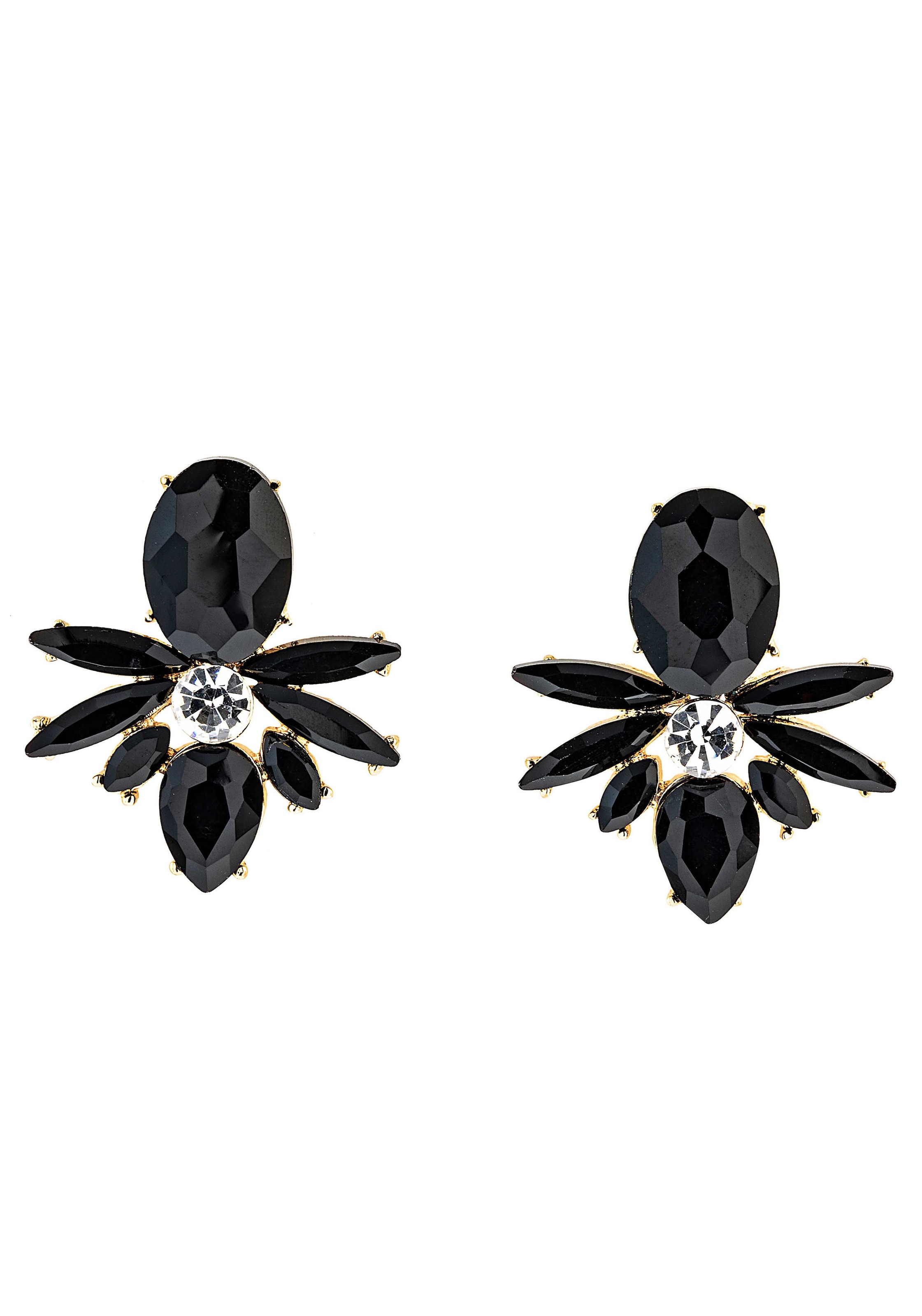 Paar Ohrstecker »schwarz, Navette- und Tropfenschliff, glanz«