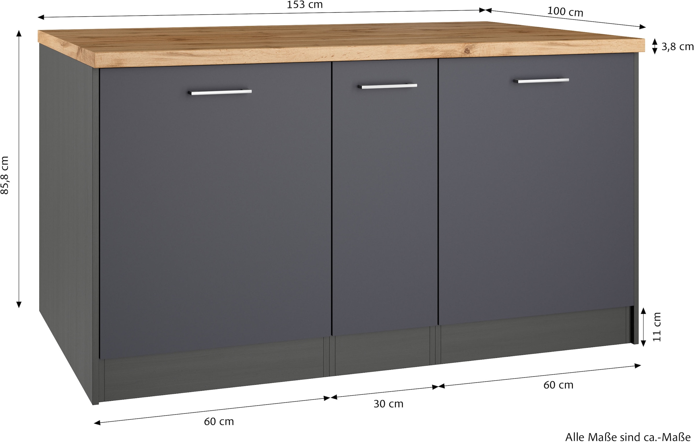 KOCHSTATION Ilot de cuisine »KS-Milan« dimensions 153/100 cm, beaucoup d’espace de rangement, lieu central : cuisine