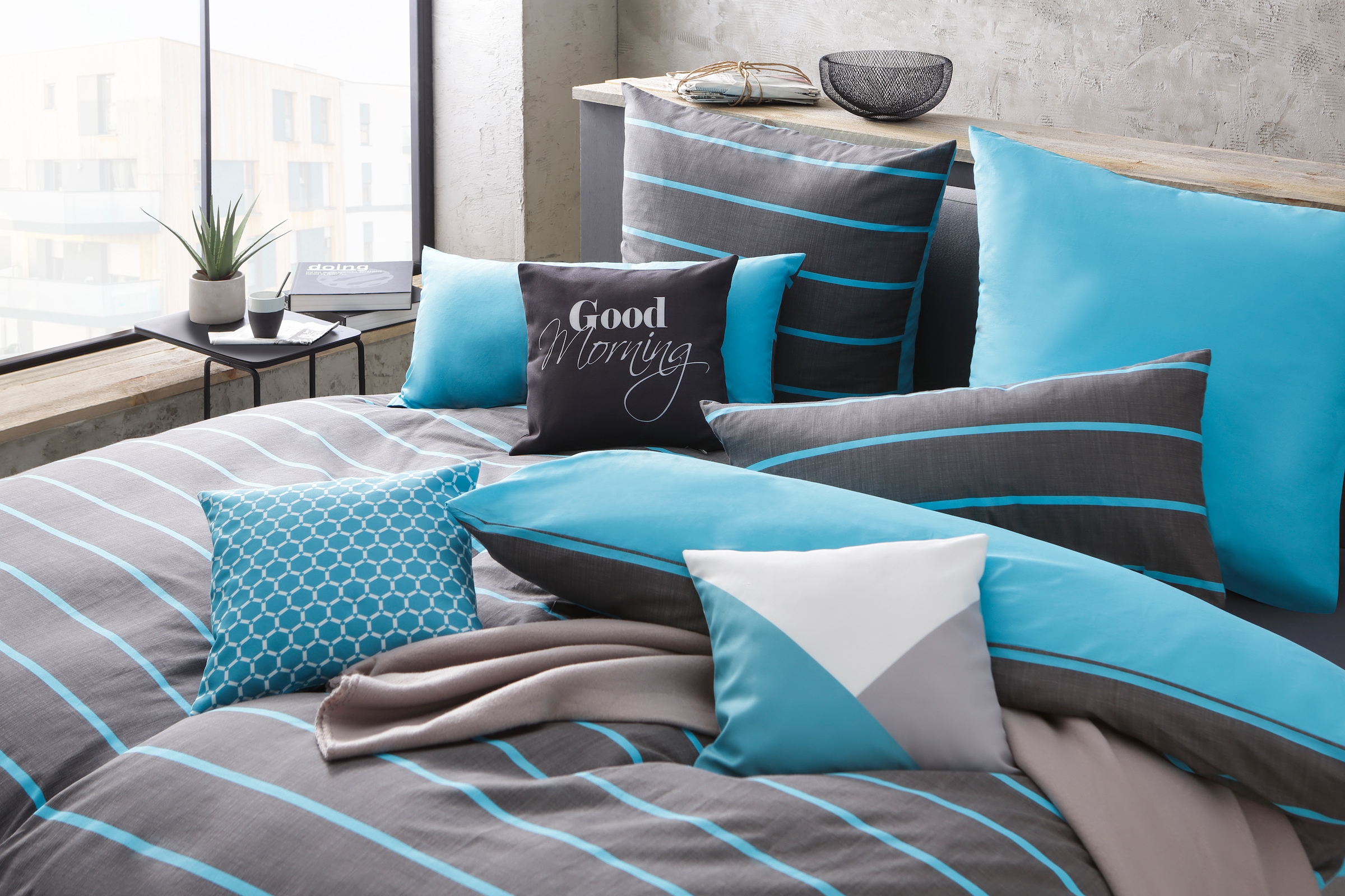 my home Bettwäsche »Katja« 2 tlg. Bettwäsche aus Baumwolle, Bettwäsche mit Streifen-Design, Wendeoptik