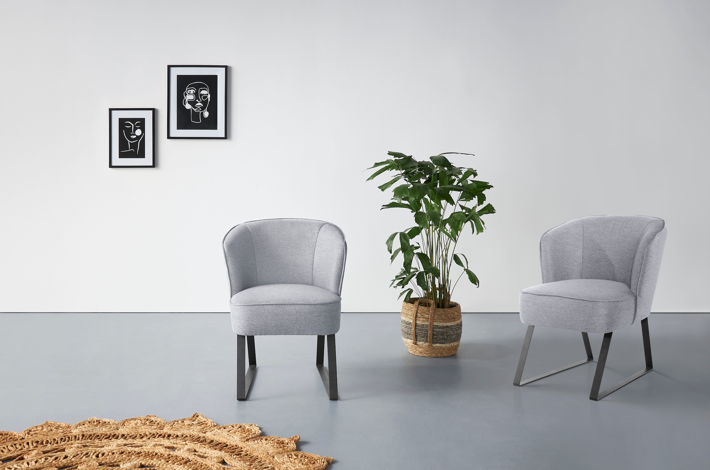 exxpo - sofa fashion Sessel »Americano, Loungesessel«, mit Keder und Metallfüssen, Bezug in verschiedenen Qualitäten, 1 Stck.