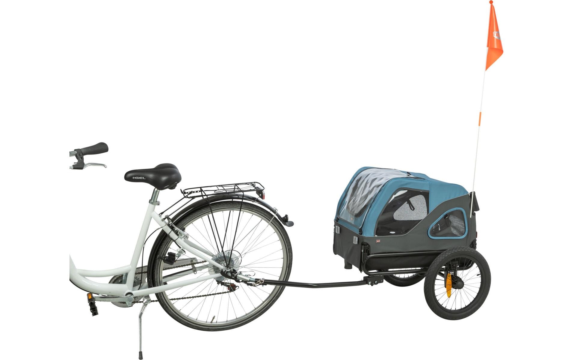 TRIXIE Panier de vélo pour animaux »Fahrradanhänger S blau/grau, 70 x 88 x 88/131 cm«