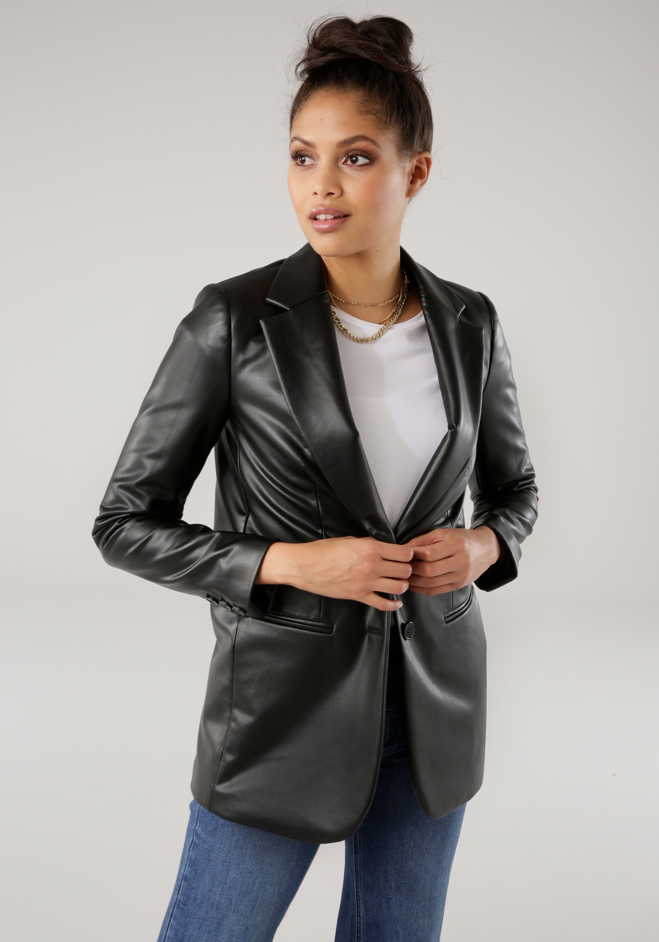 Image of Tamaris Jackenblazer, aus stylischem Lederimitat bei Ackermann Versand Schweiz