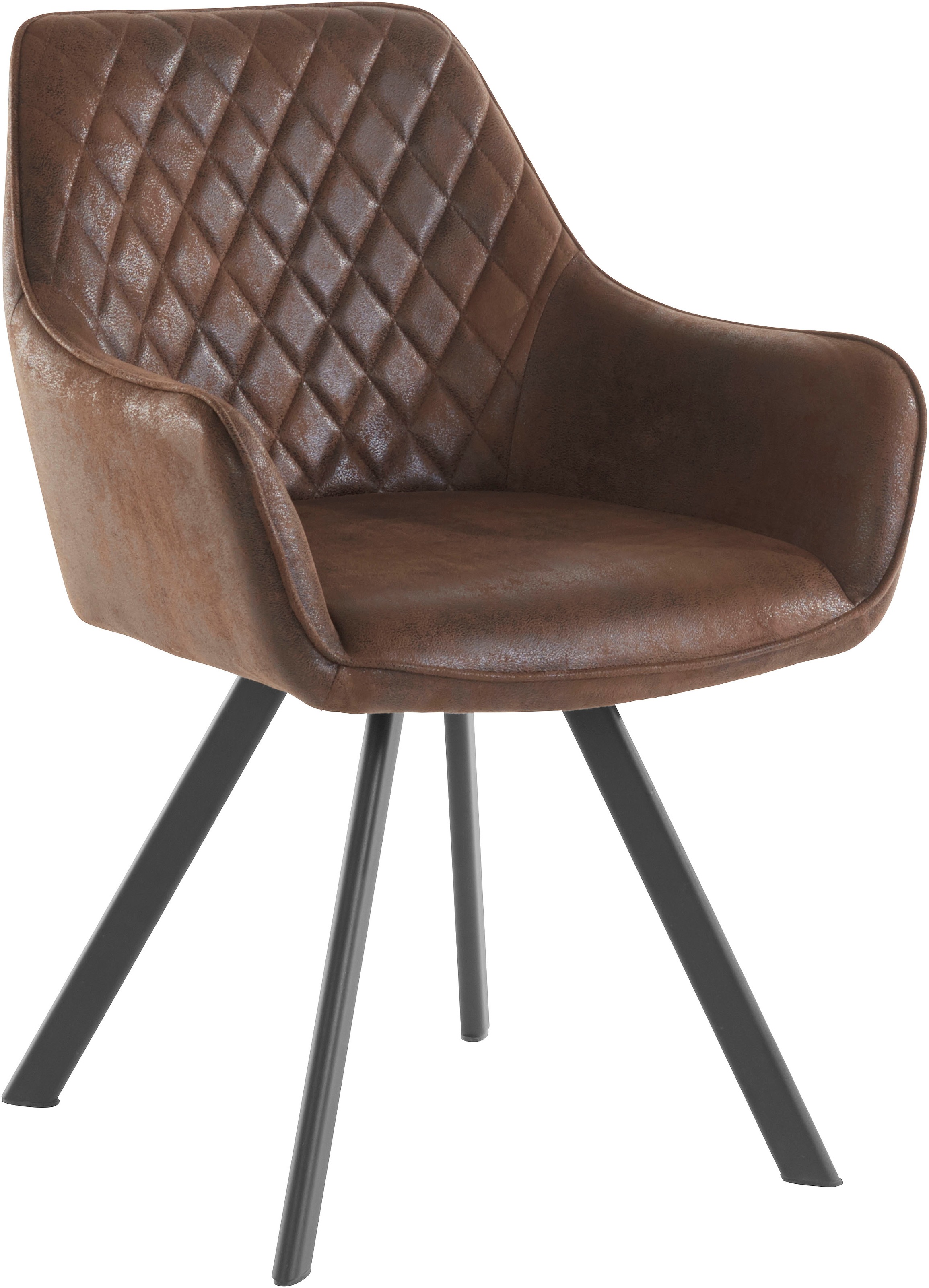 Image of my home Esszimmerstuhl »Olga«, 1 St., Microfaser, mit schwarzen Metallbeinen und dekorativer Diamantsteppung bei Ackermann Versand Schweiz