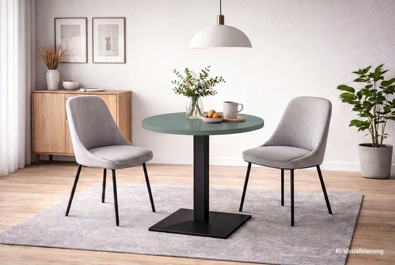 Image of Mäusbacher "Big Bistro Metall" Quadrat-Säulengestell, eckige Platte Ø 70 cm H 75 cm