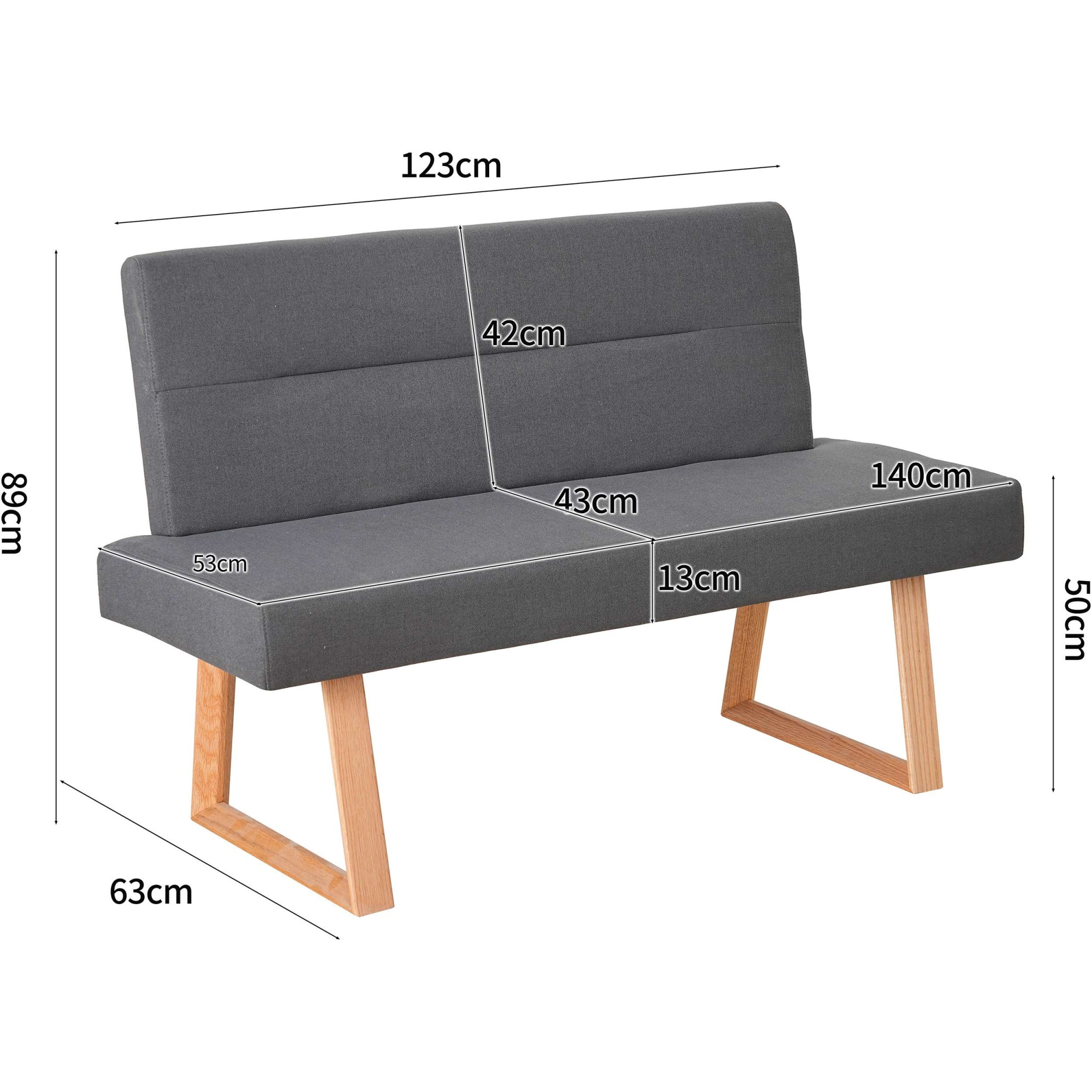 GOODproduct Essbank »Mellio« Beine aus massiver Eiche, pflegeleichtem Webstoff Bezug, Breite 140 cm