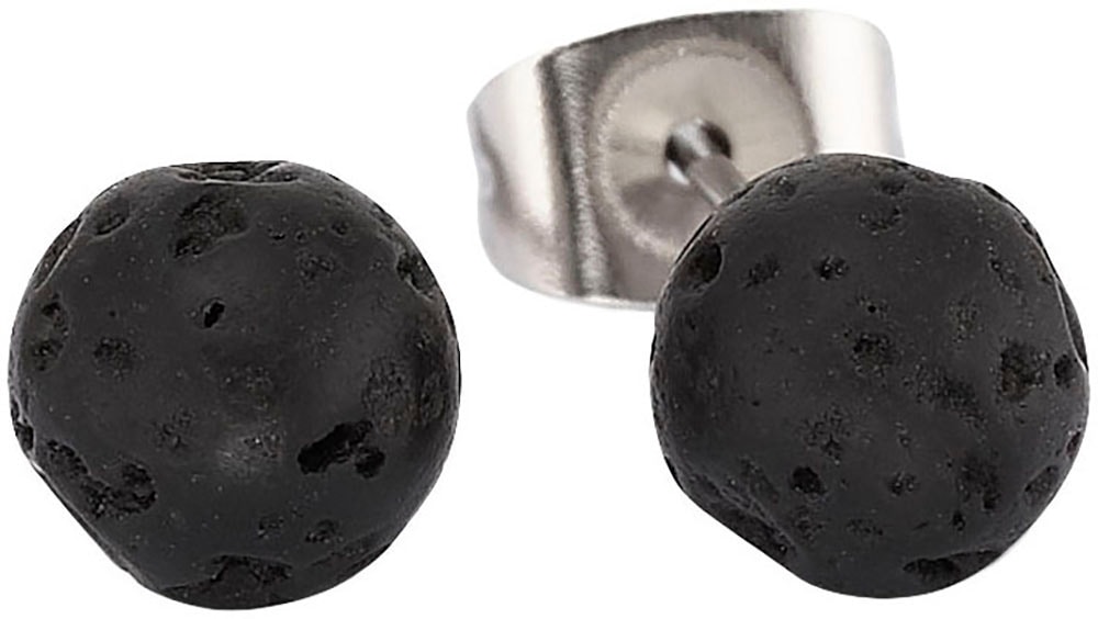 Image of Bruno Banani Paar Ohrstecker "Schmuck Geschenk Edelstahlorstecker mit Lavakugel" mit Lavastein