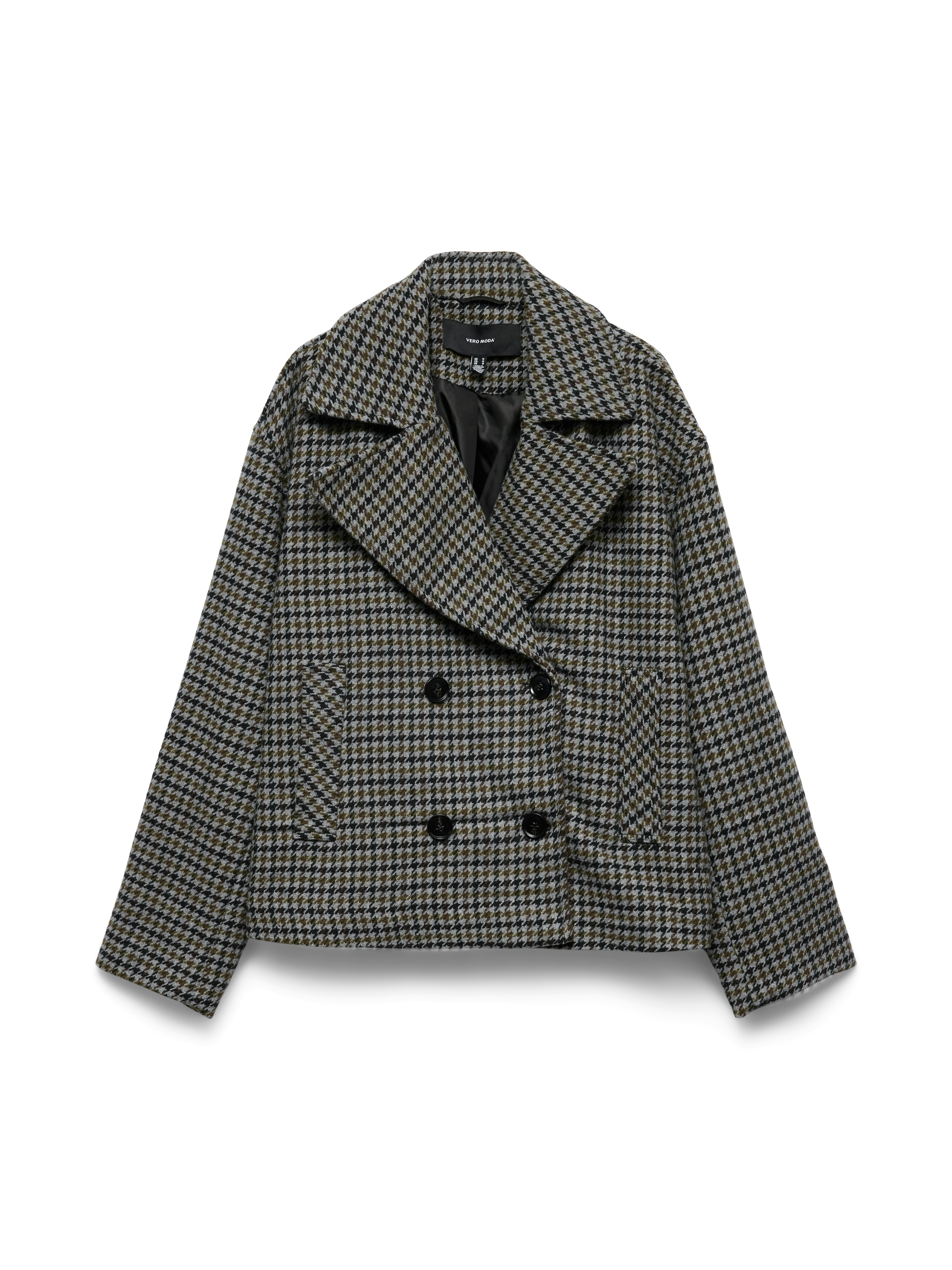 Image of Vero Moda Kurzjacke "VMJACKIELINE CHECK SHORT JACKET NOOS" Materialmix mit Wolle und Stretch