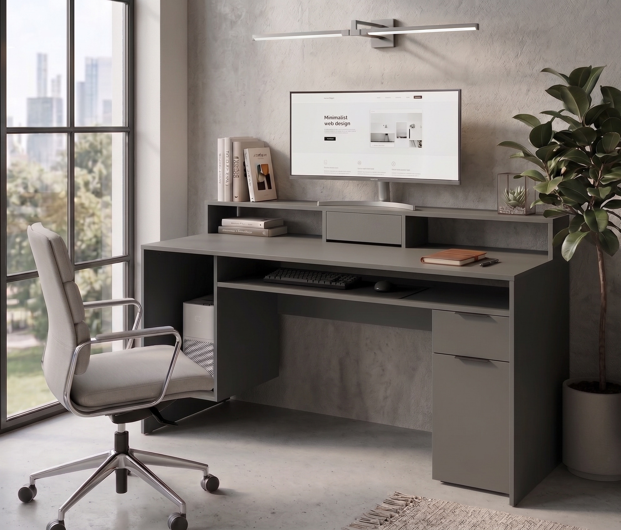 GOODproduct Bureau »Peooria Computertisch mit Monitoraufsatz & Towerfach, viel Stauraum« bureau, bureau gaming avec tiroir, moderne, largeur 160 cm