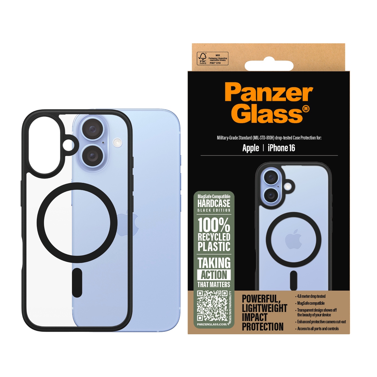 Image of CARE by PanzerGlass Handyhülle "HardCase mit MagSafe für Apple iPhone 16" Backcover, Schutzhülle, Handyschutzhülle, Case, Schutzcase, stossfest