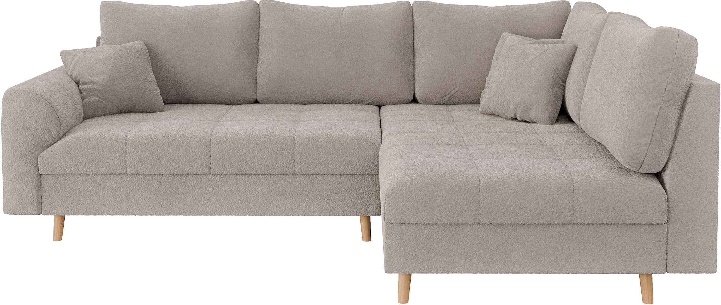 Home affaire Ecksofa »CHARRE L-Form mit Ottomane, Masse B/T/H: 231/161/81 cm«, feine Steppung, lose Rücken- und Zierkissen, auch in Cord und Bouclé