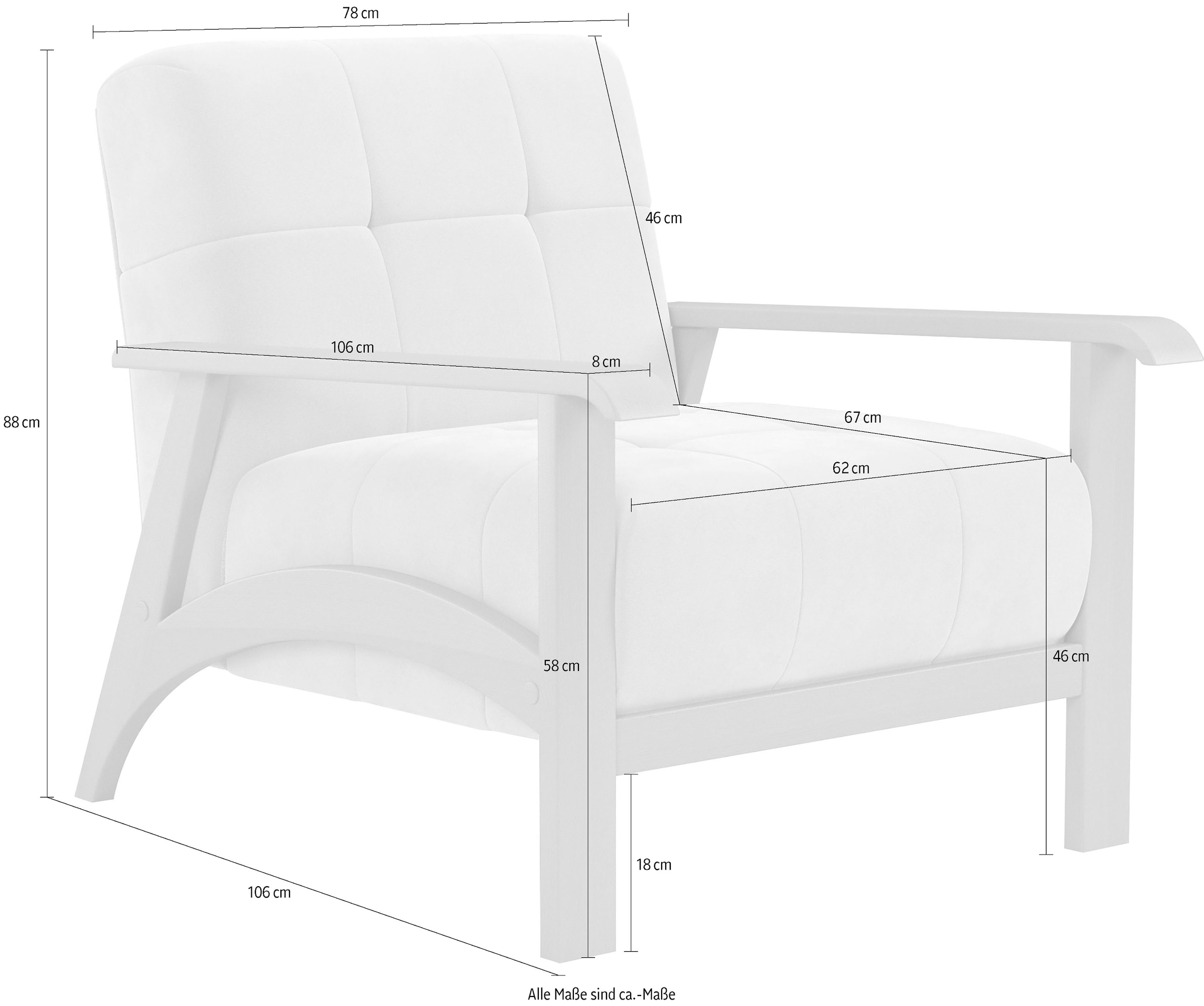 sit&more Sessel »Billund«, Armlehnen aus eichefarbigem Buchenholz, verschiedene Bezüge und Farben