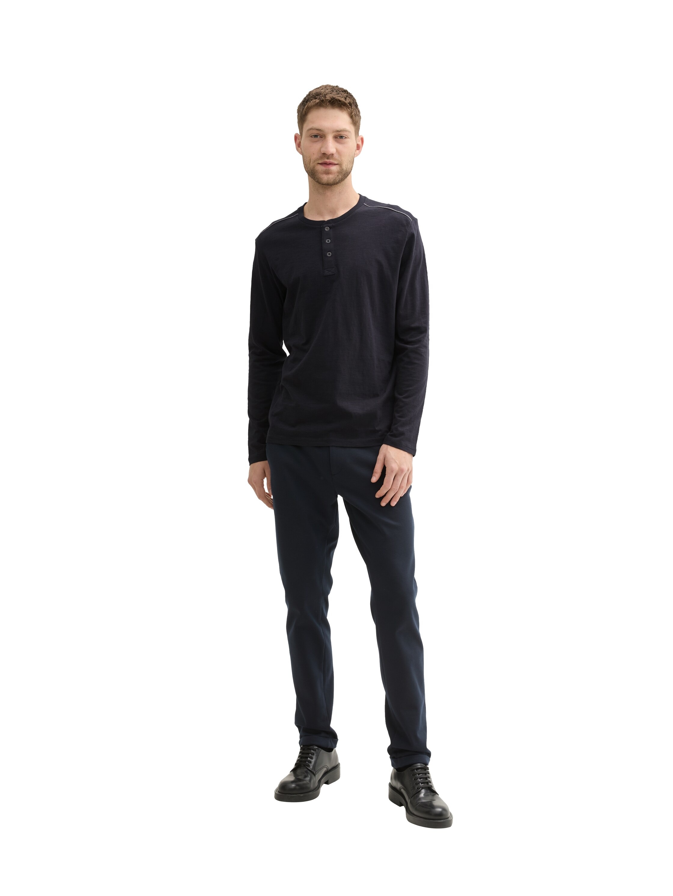 TOM TAILOR T-shirt à manches longues avec patte de boutonnage