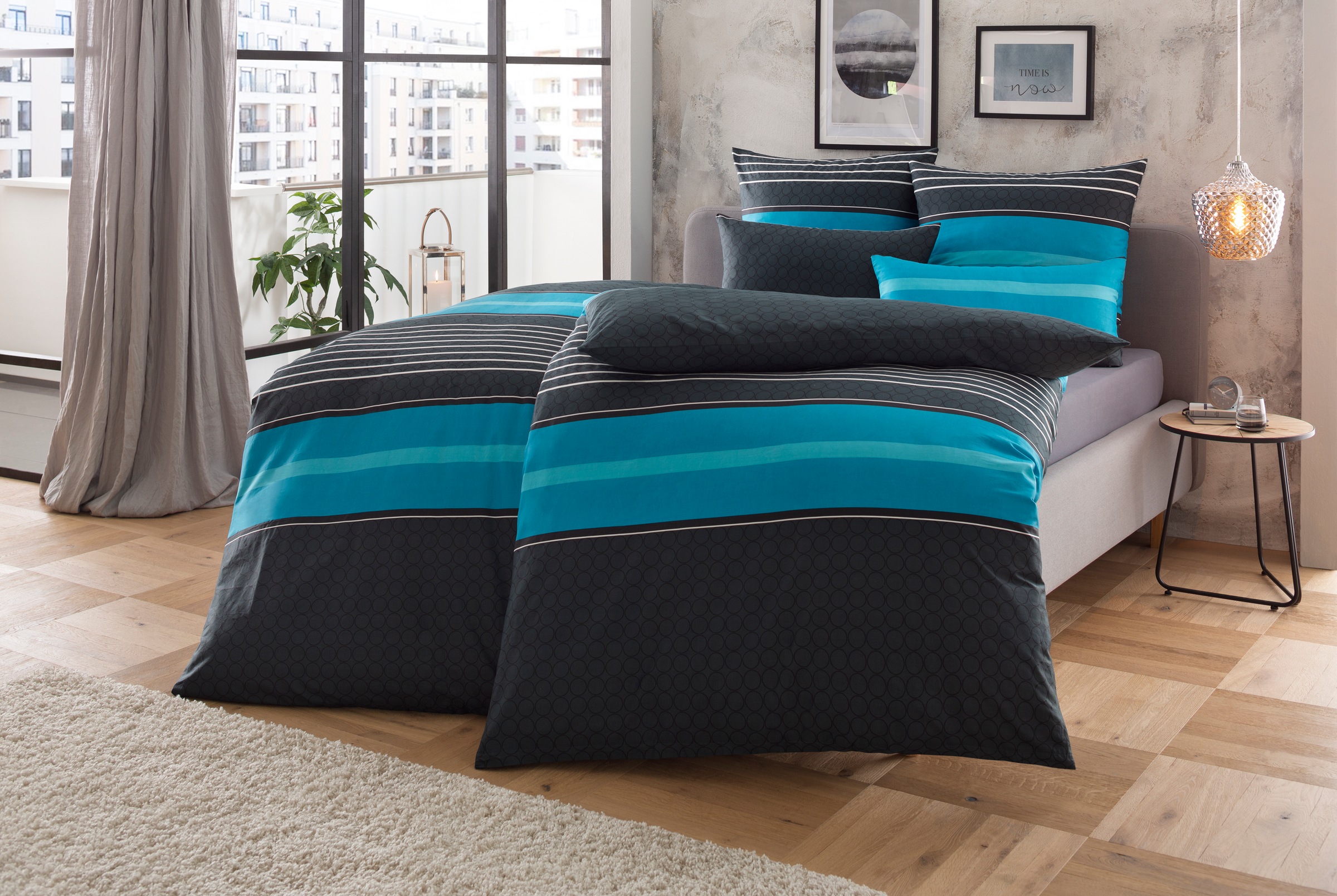 Image of GOODproduct Bettwäsche "Circle" 2 Stk. Bettwäsche aus Baumwolle mit Streifen-Design, moderne Bettwäsche
