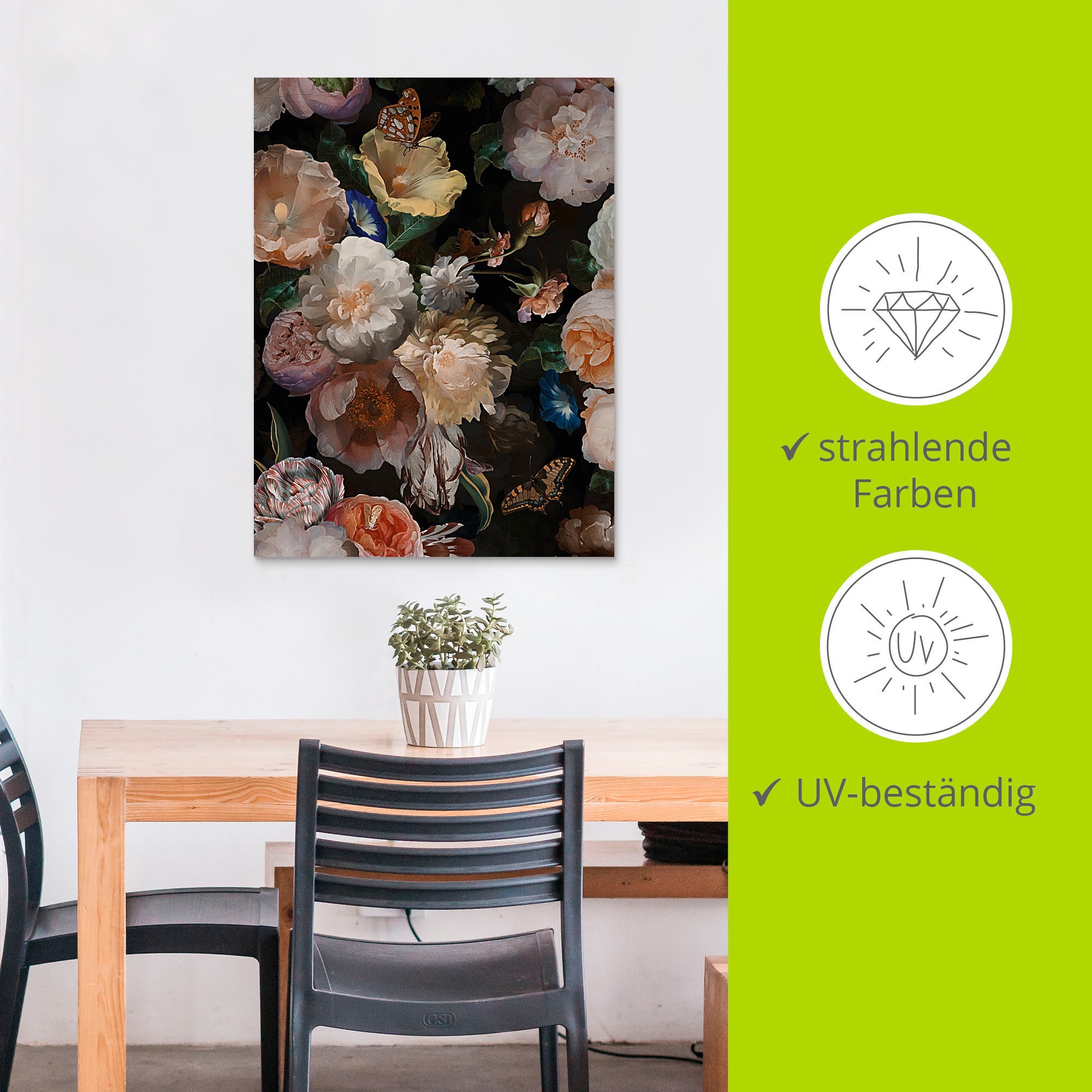 Artland Wandbild »Antike Holländische Blumen«, Blumenbilder, (1 St.), als Alubild, Outdoorbild, Leinwandbild, Poster, Wandaufkleber