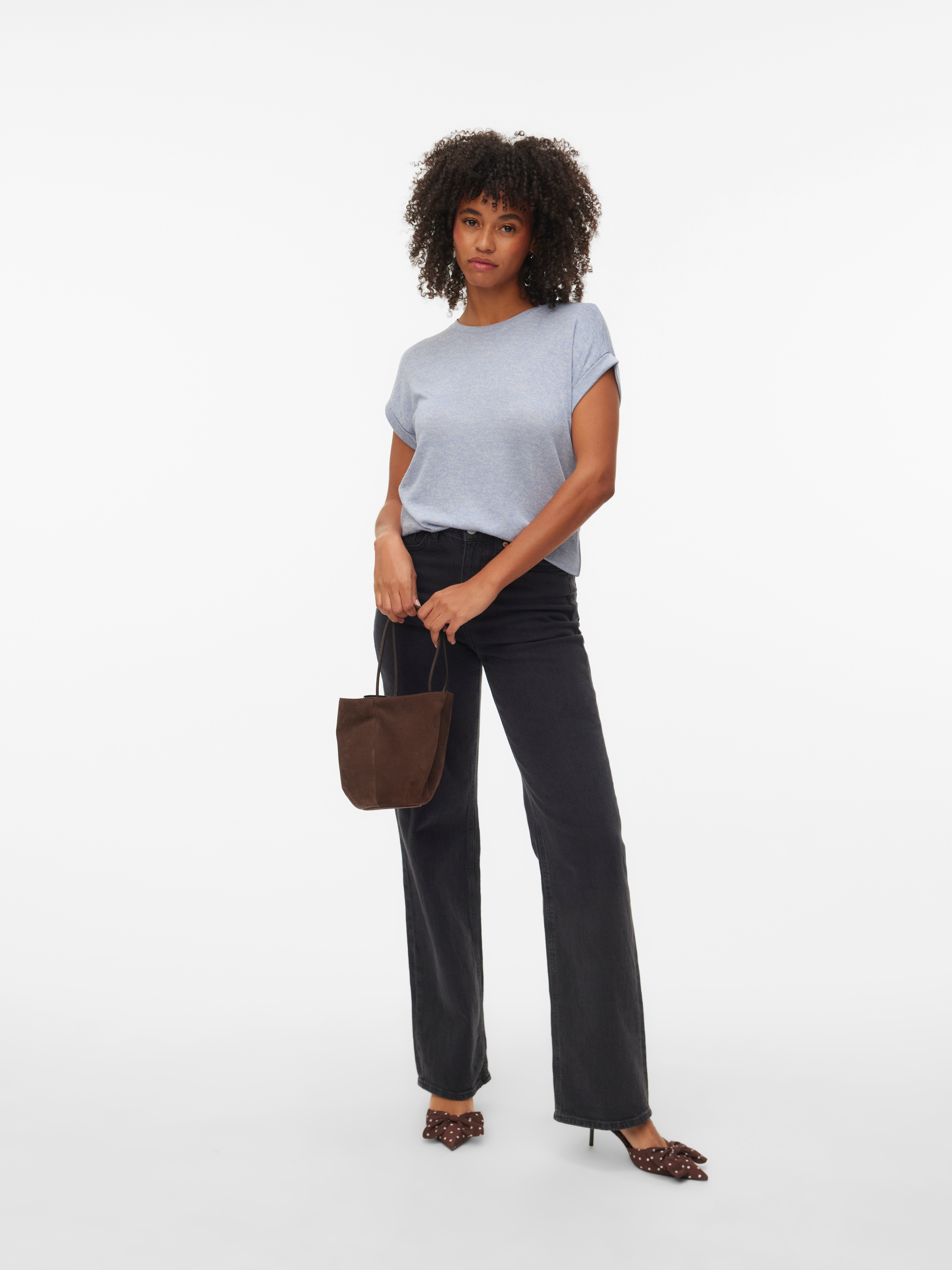 Vero Moda »VMBRIANNA SS O-NECK PULLOVER BOO  REP« mit überschnittenen Schultern mit Umschlagsaum