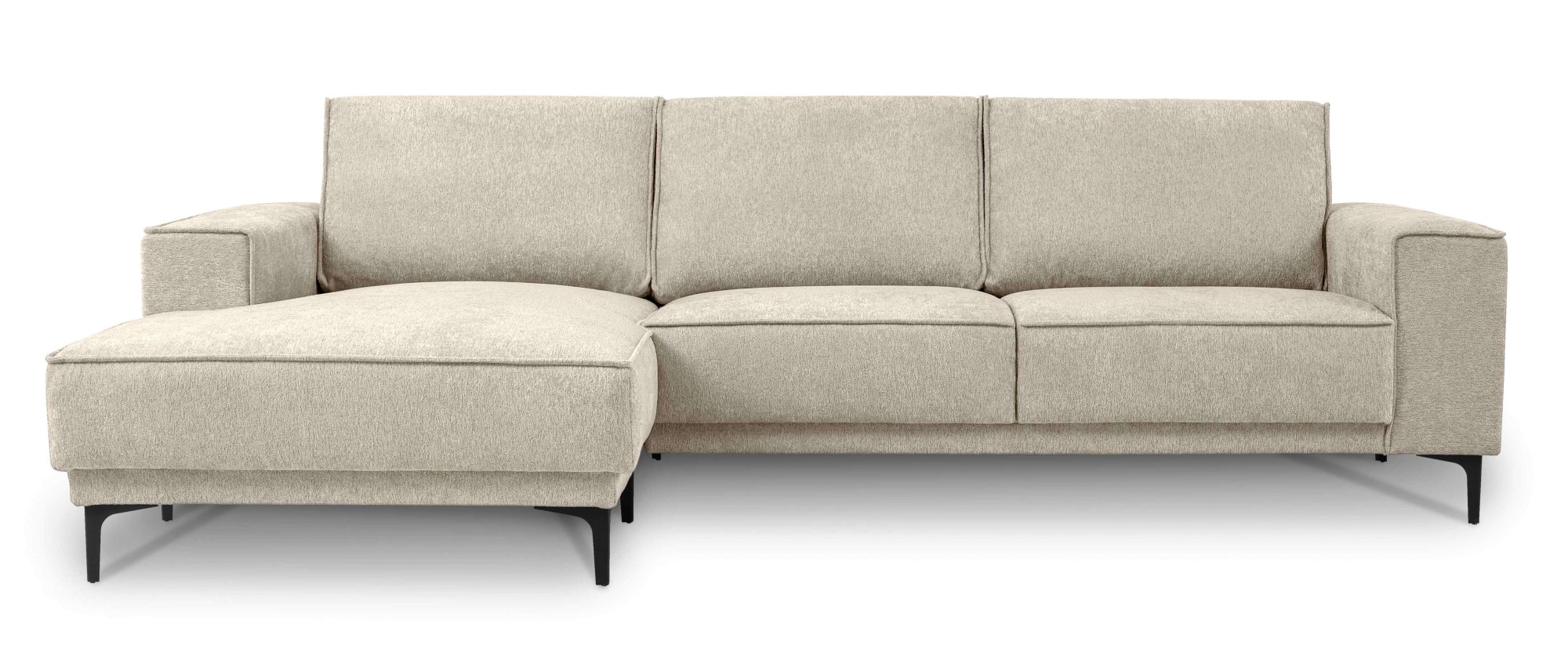 Places of Style Ecksofa »Polsterecke Oland, Struktur, Flachgewebe, Luxus-Microfaser, Boucle«, L-Form, 280 cm, Wellenunterfederung, Skandi-Design, Metallfüsse