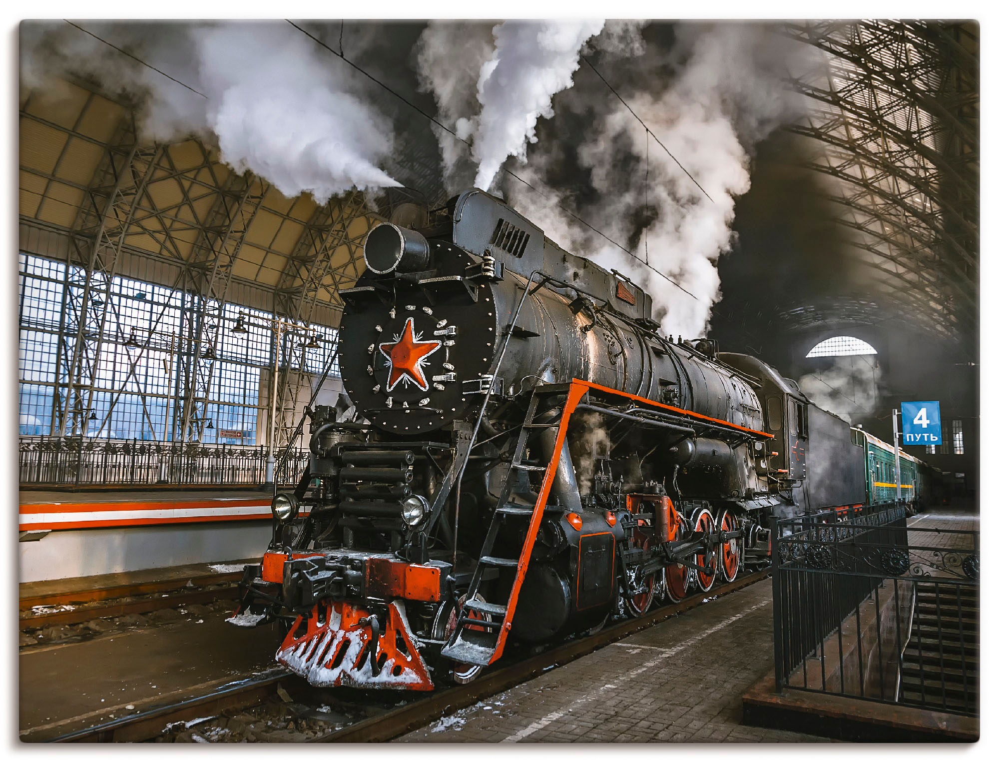 Image of Artland Wandbild »Dampflokomotive«, Züge, (1 St.), in vielen Grössen & Produktarten -Leinwandbild, Poster, Wandaufkleber / Wandtattoo auch für Badezimmer geeignet bei Ackermann Versand Schweiz