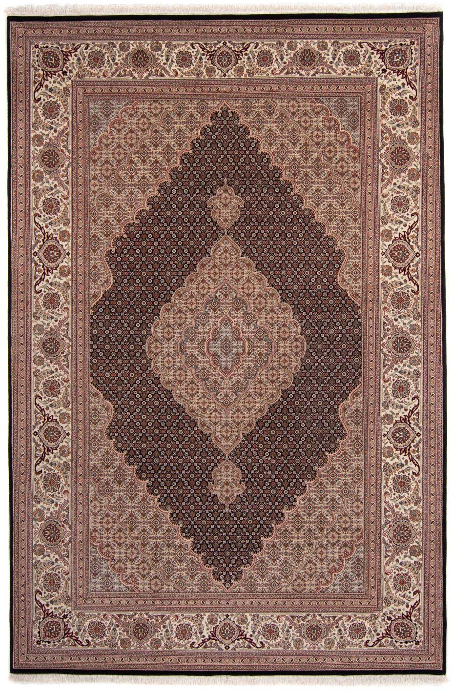 Image of morgenland Seidenteppich »Täbriz Medaillon Blu scuro 299 x 202 cm«, rechteckig, 1 mm Höhe, Unikat mit Zertifikat bei Ackermann Versand Schweiz