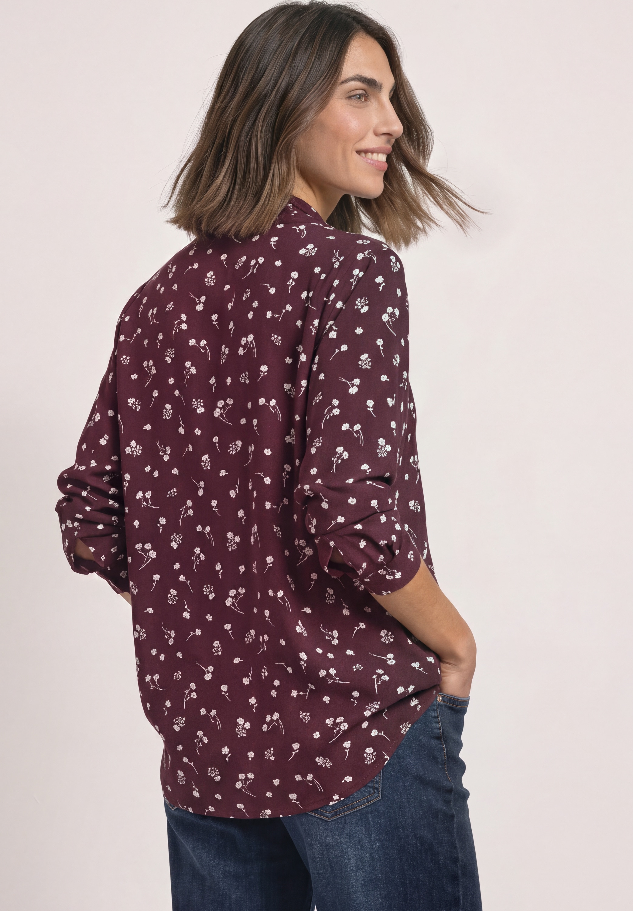STREET ONE Langarmbluse mit Allover-Prints und Schleifendetail