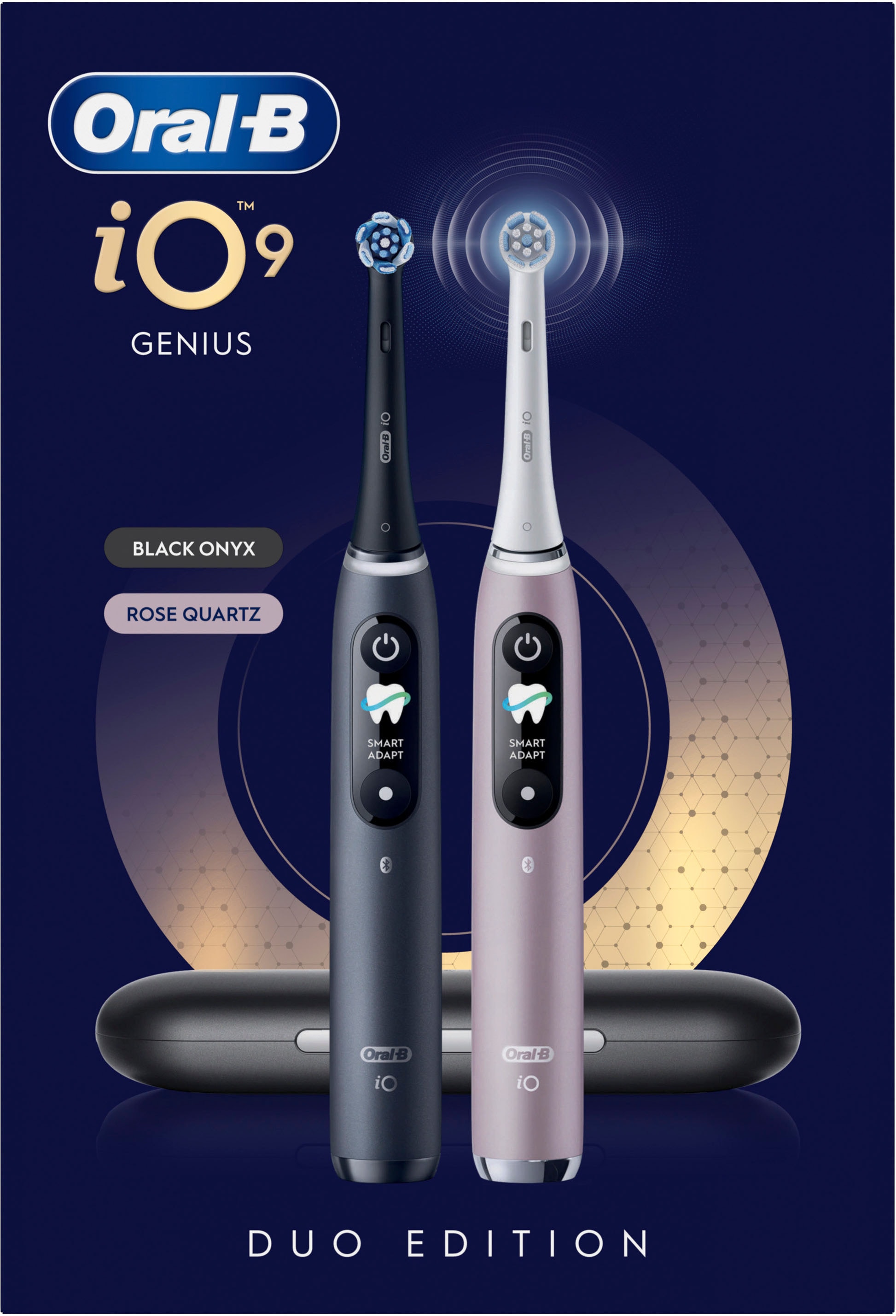 Oral-B Brosse à dents électrique »iO 9 Duopack« 3 cuis Aufsteckbürsten avec technologie magnétique, 7 modes de nettoyage, écran couleur et étui de voyage avec charge