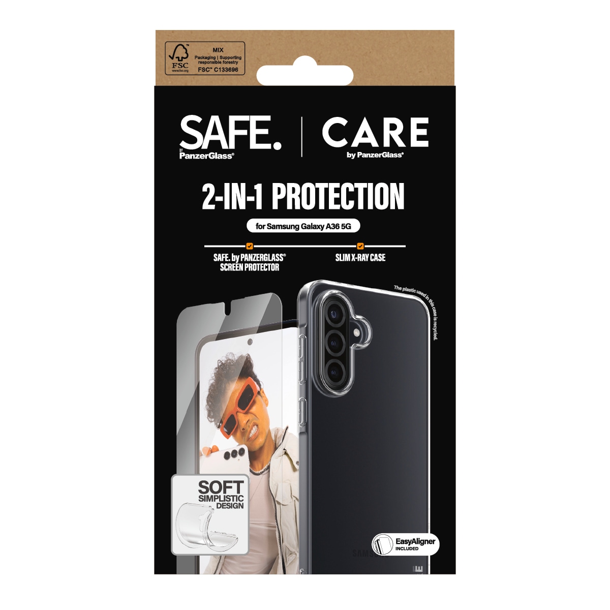 CARE by PanzerGlass Displayschutzglas »2-in-1 Protection Slim X-Ray Case + Screen Protection«, für Samsung Galaxy A36, Displayschutzfolie, Schutzfolie, Bildschirmschutz, kratz- & stossfest