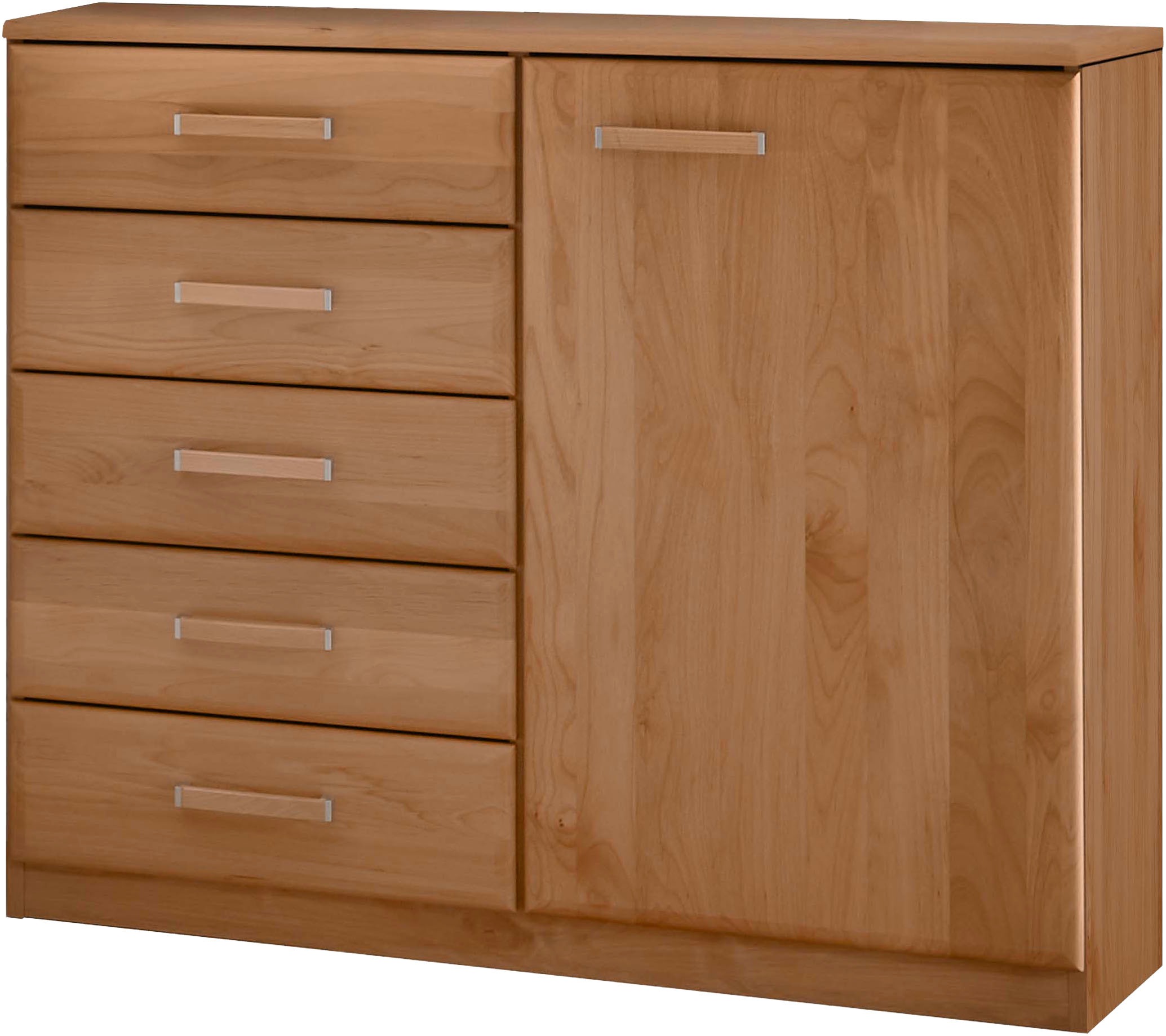 Image of WIEMANN Kombikommode "Lausanne, Drehtürenschrank, Schrank, Wäscheschrank, Erle teilmassiv" 2 Breiten, 2 Höhen 216/236 cm auswählbar, MADE IN GERMANY, Made in Germany,i nklusive 1 Einlegeboden, wird montiert geliefert