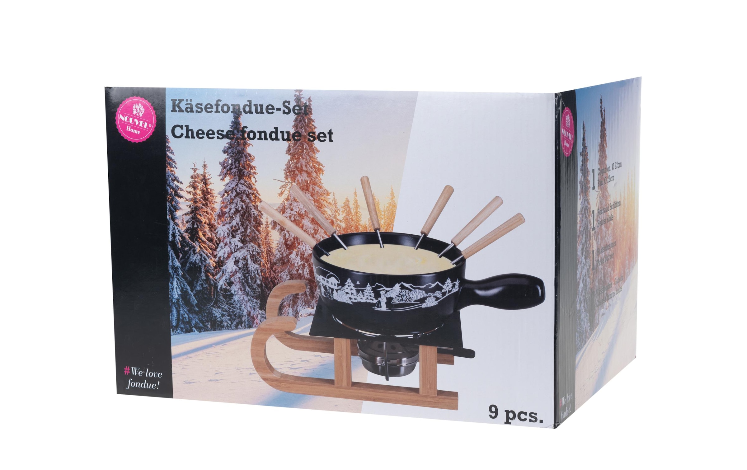 Nouvel Fondue »Nouvel Nouvel Käsefondue-Set Schlitten, Schwarz«