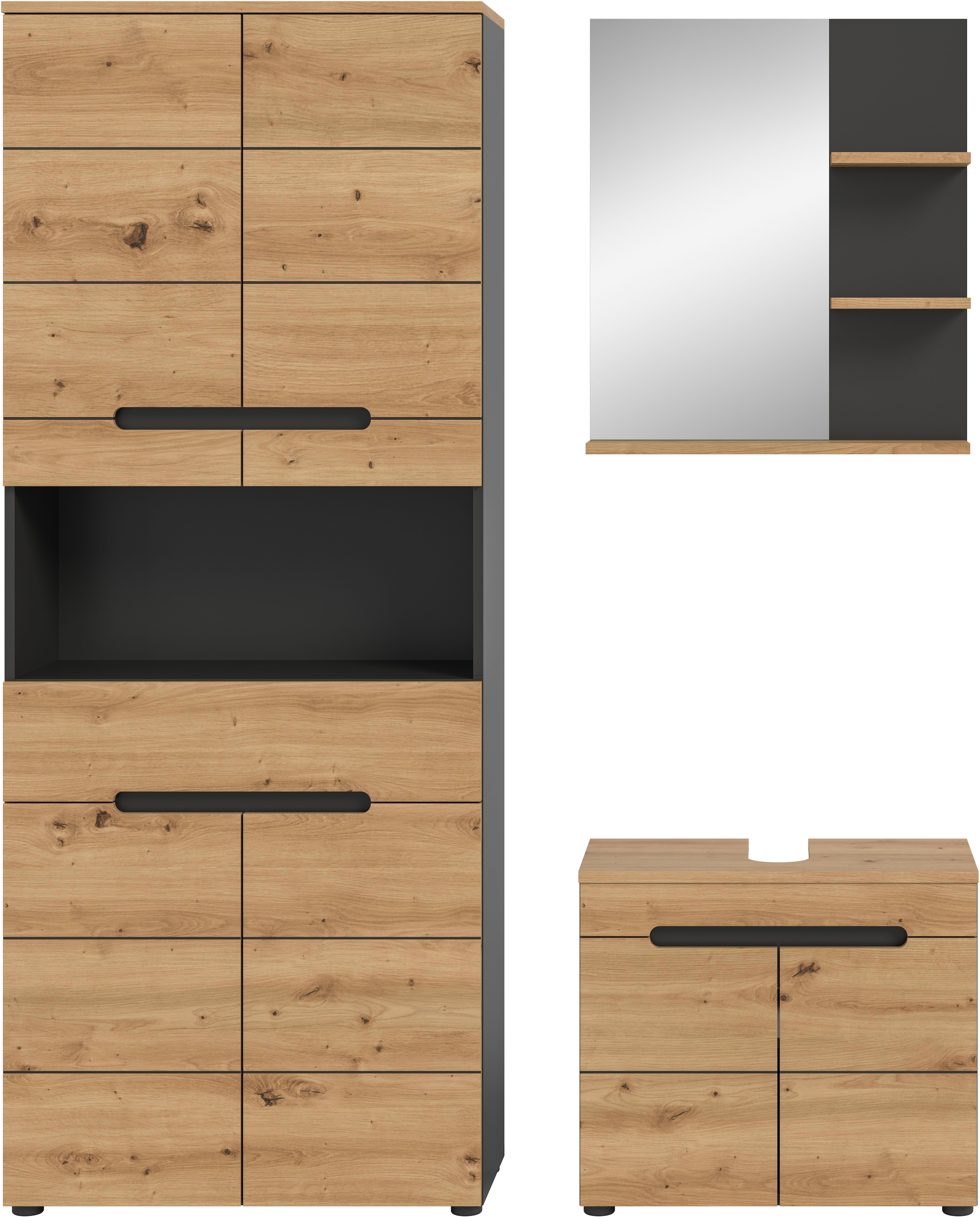 INOSIGN Badmöbel-Set »REHAT, 3-teilig, Breite 154 cm, mit grifflosen Fronten, bestehend aus:« 3 Stk. tlg.