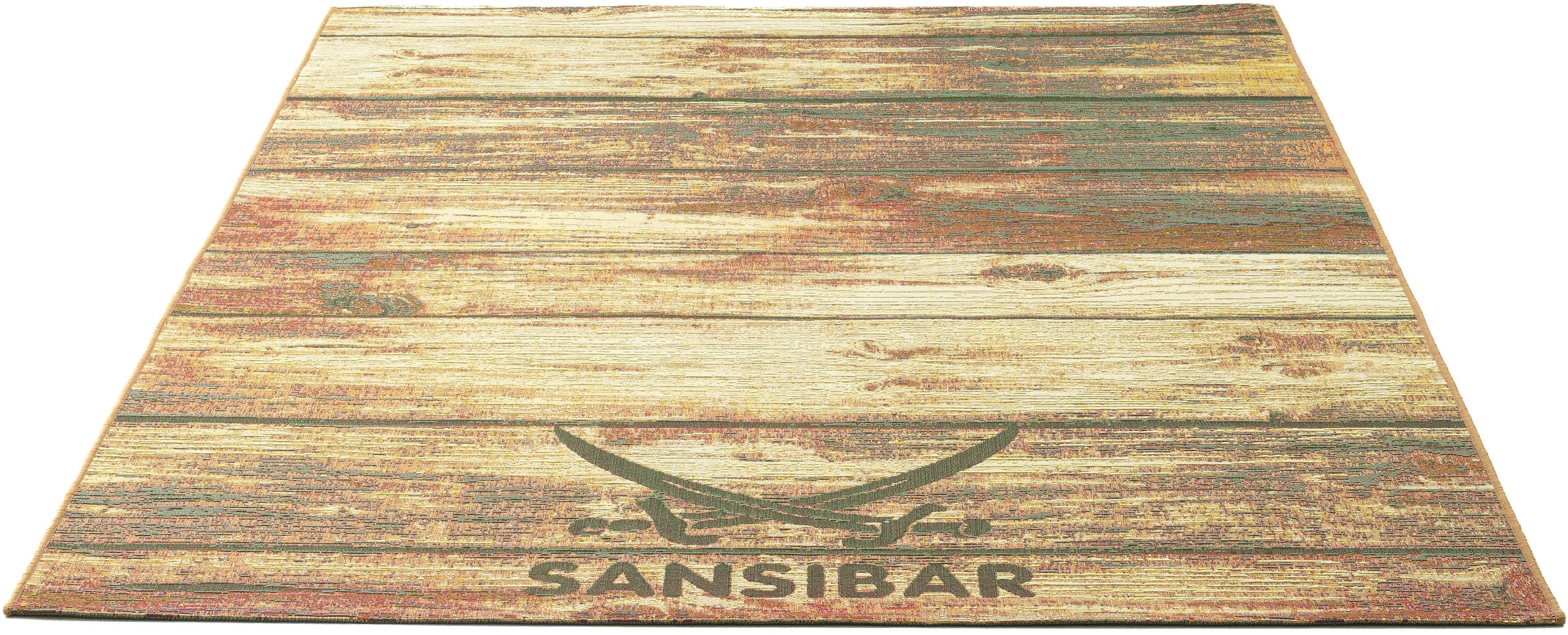 Image of Sansibar Teppich "Rantum Beach SA-029" rechteckig 5 mm Höhe Flachgewebe, modernes Design, Motiv Holzdielen, In- & Outdoor geeignet