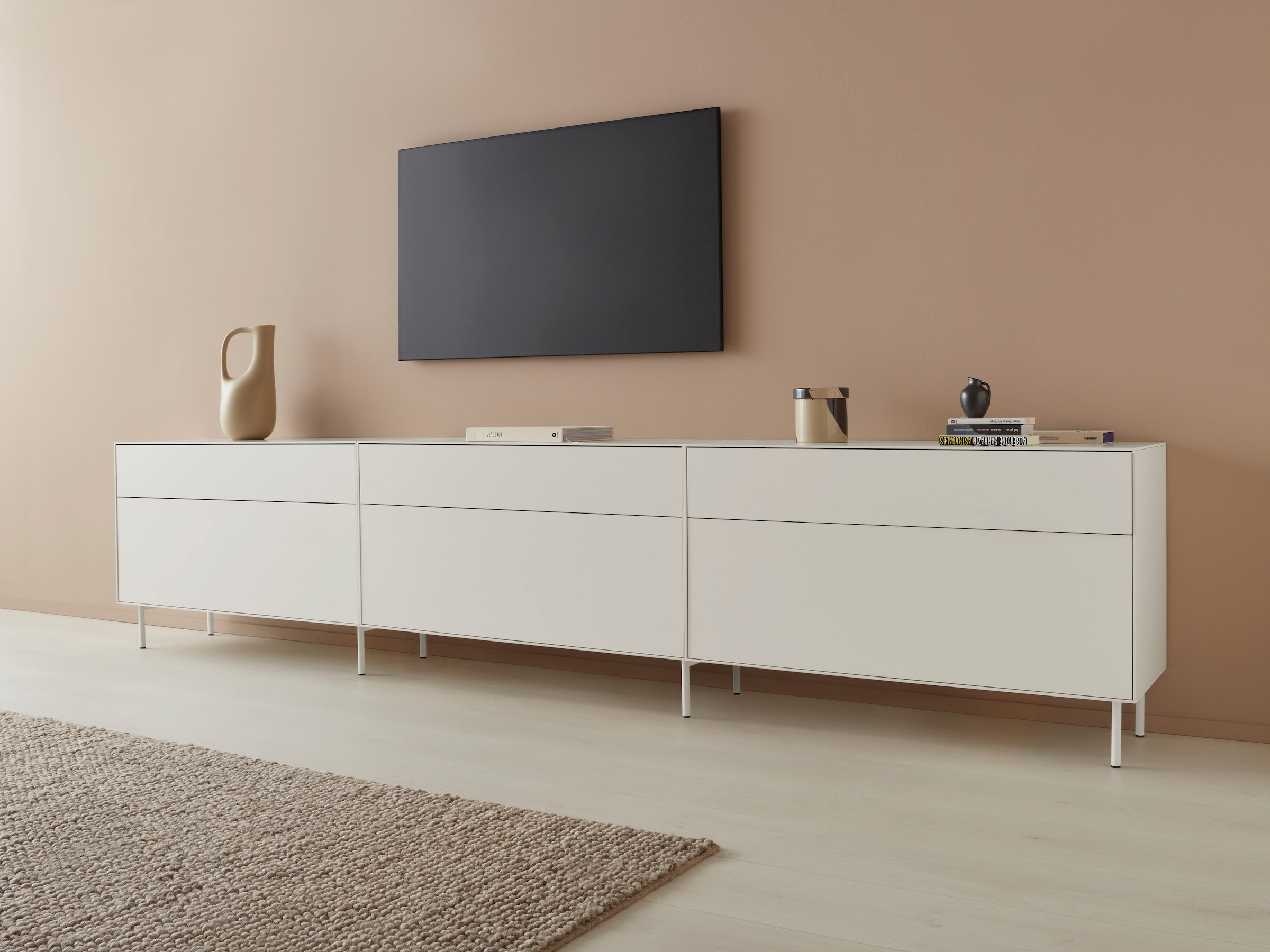 LeGer Home by Lena Gercke Lowboard »Essentials«, (3 St.), Breite: 336cm, MDF lackiert, Push-to-open-Funktion