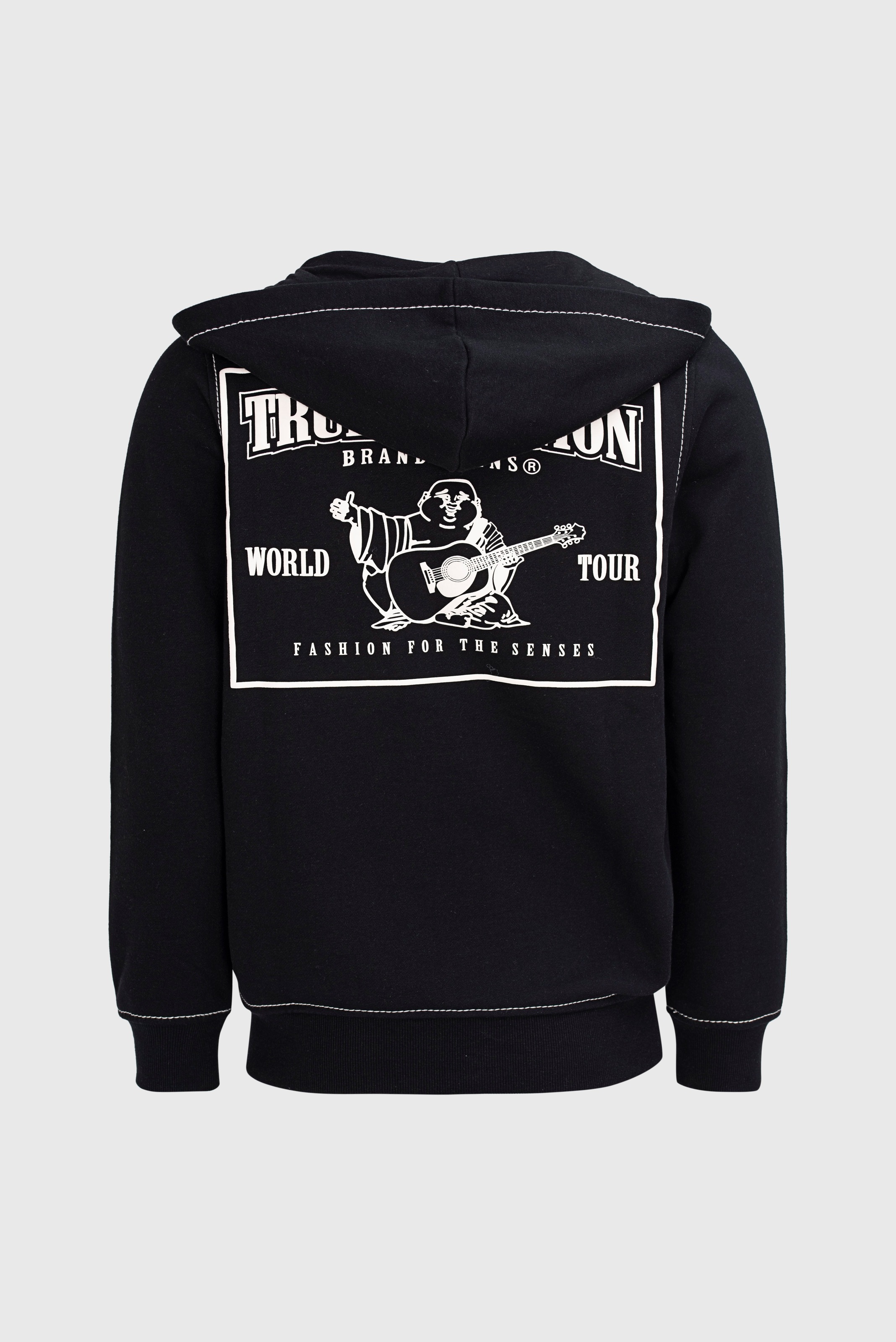 True Religion Kapuzensweatjacke »BIG T ZIP THRU HOODIE JET BLACK« Baumwollmischung