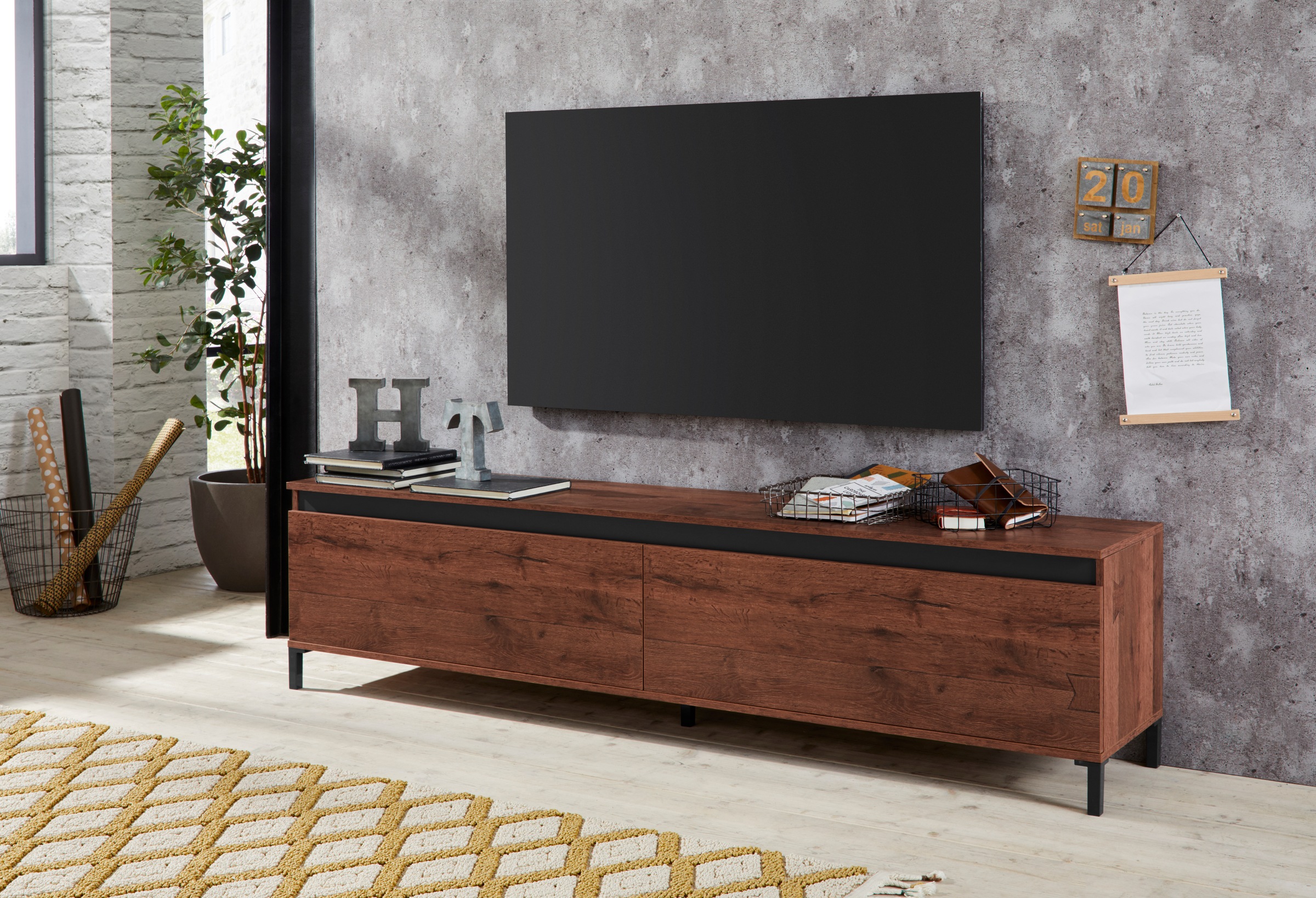 Image of INOSIGN Lowboard »Genio Industrial«, Mit wendbare Blende in weiss/ anthrazit, breite 200 cm bei Ackermann Versand Schweiz