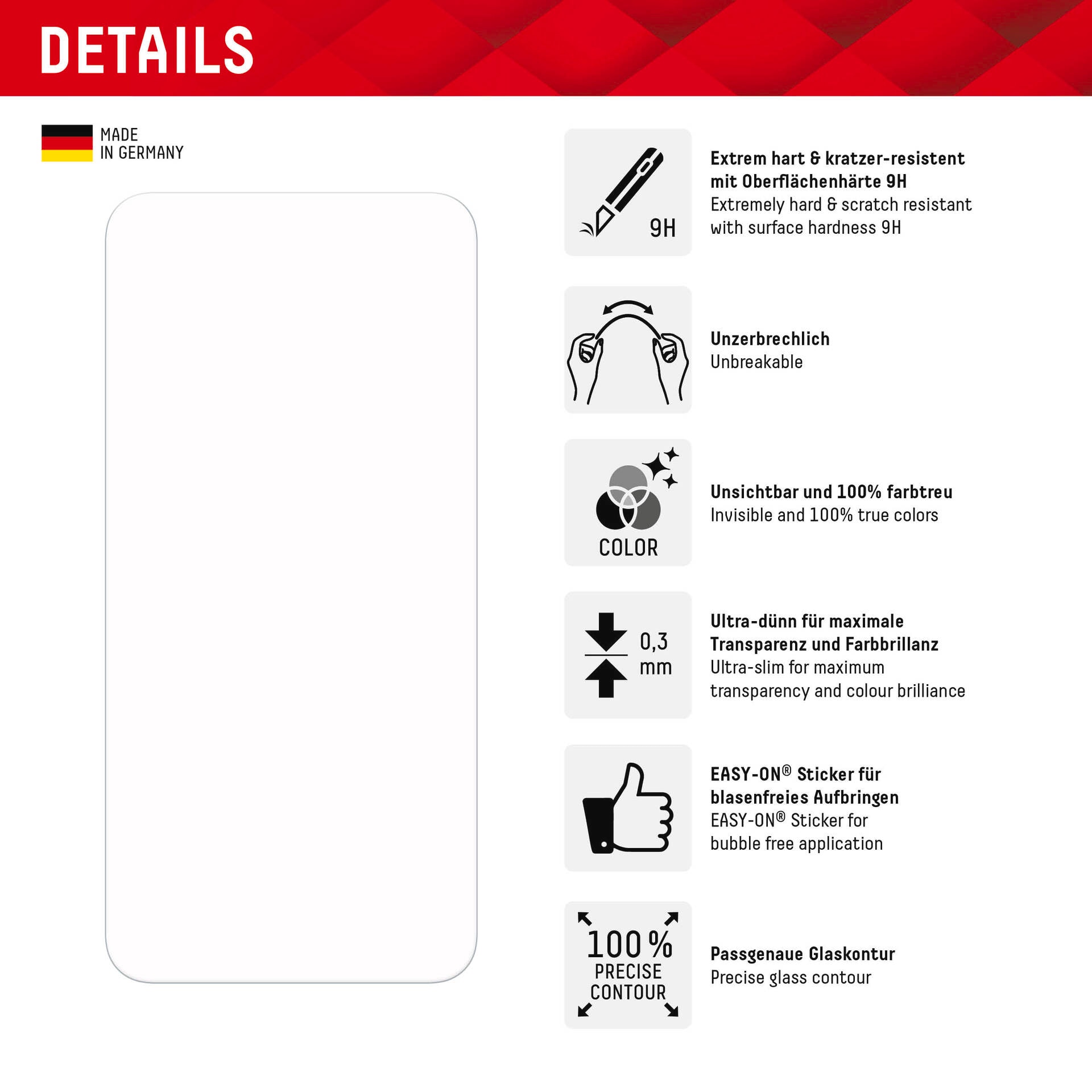 Displex Displayschutzglas »Smart Glass«, für Galaxy A34 5G, Displayschutzfolie Displayschutz kratzer-resistent 9H unzerbrechlich