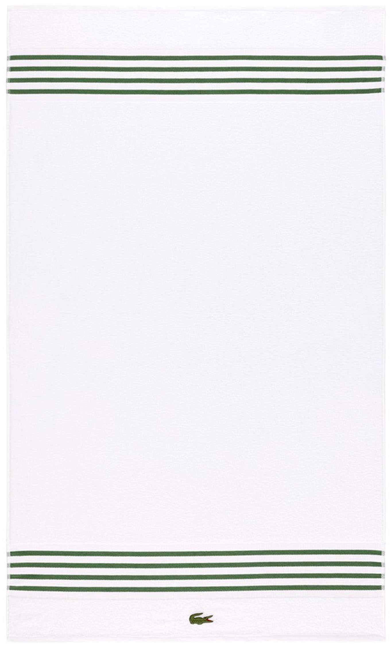 Image of Lacoste Badetuch "LCOURTLI" mit Label-Applikationen und gestreifter Bordüre