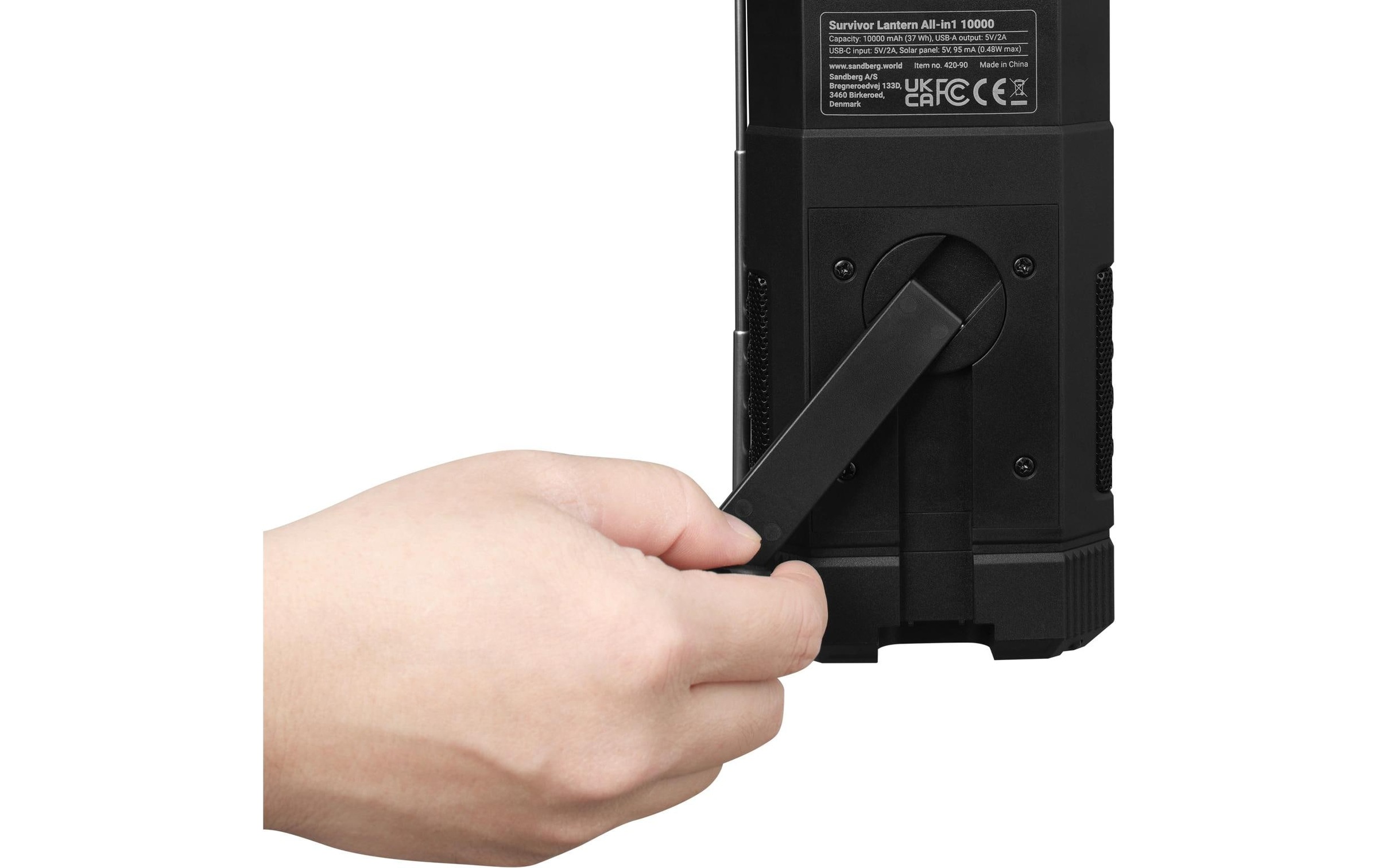 Sandberg Banque d'énergie »Lantern All-in1 10000 mAh« Solarpanel, Wireless Charger