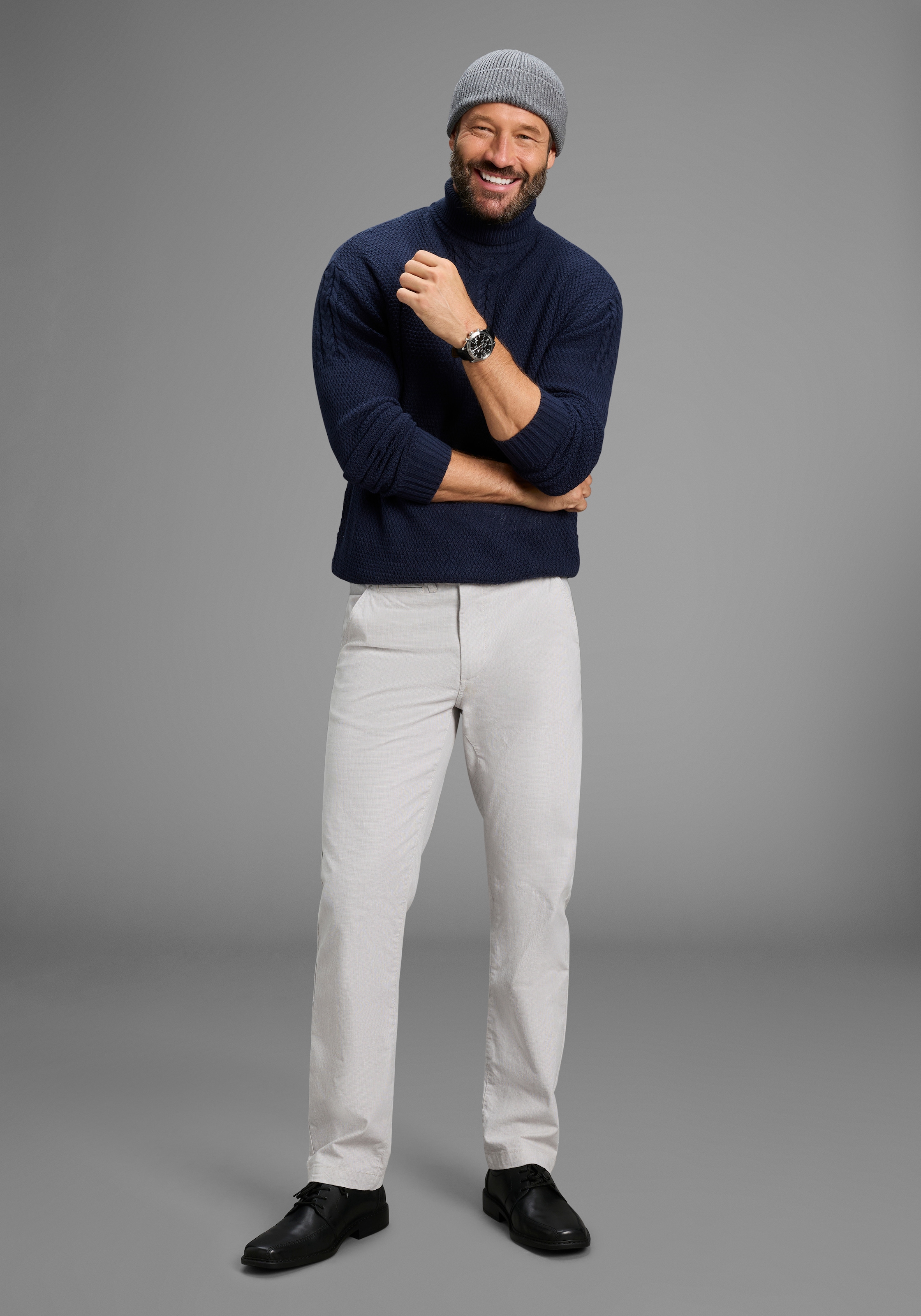 Man's World Rollkragenpullover »Neue Kollektion! Highlight Zopfmuster« aus Strickmaterial, mit Rollkragen, Regular Fit, mit Langarm