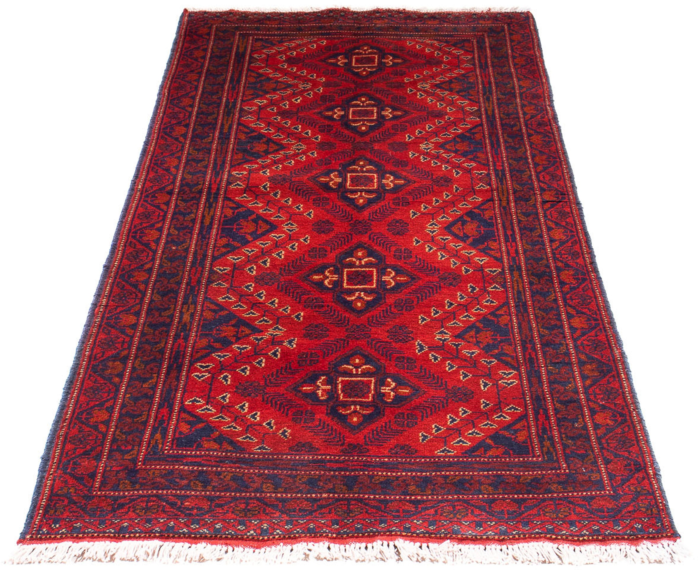 Image of morgenland Orientteppich »Afghan - Kunduz - 199 x 79 cm - dunkelrot«, rechteckig, 7 mm Höhe, Wohnzimmer, Handgeknüpft, Einzelstück mit Zertifikat bei Ackermann Versand Schweiz